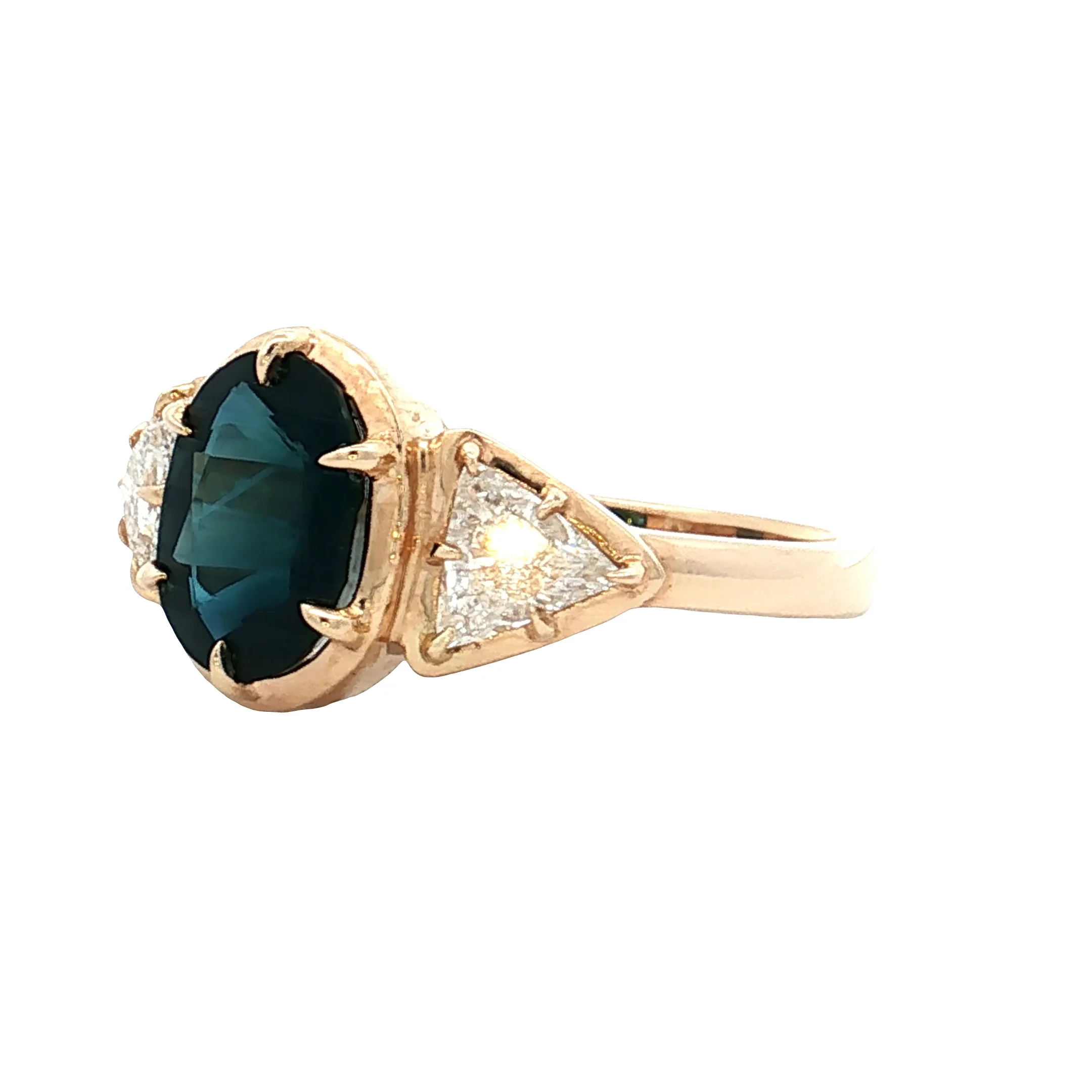 2.05 Oval Sapphire Engagement Ring 14k Yellow Gold - Image 2