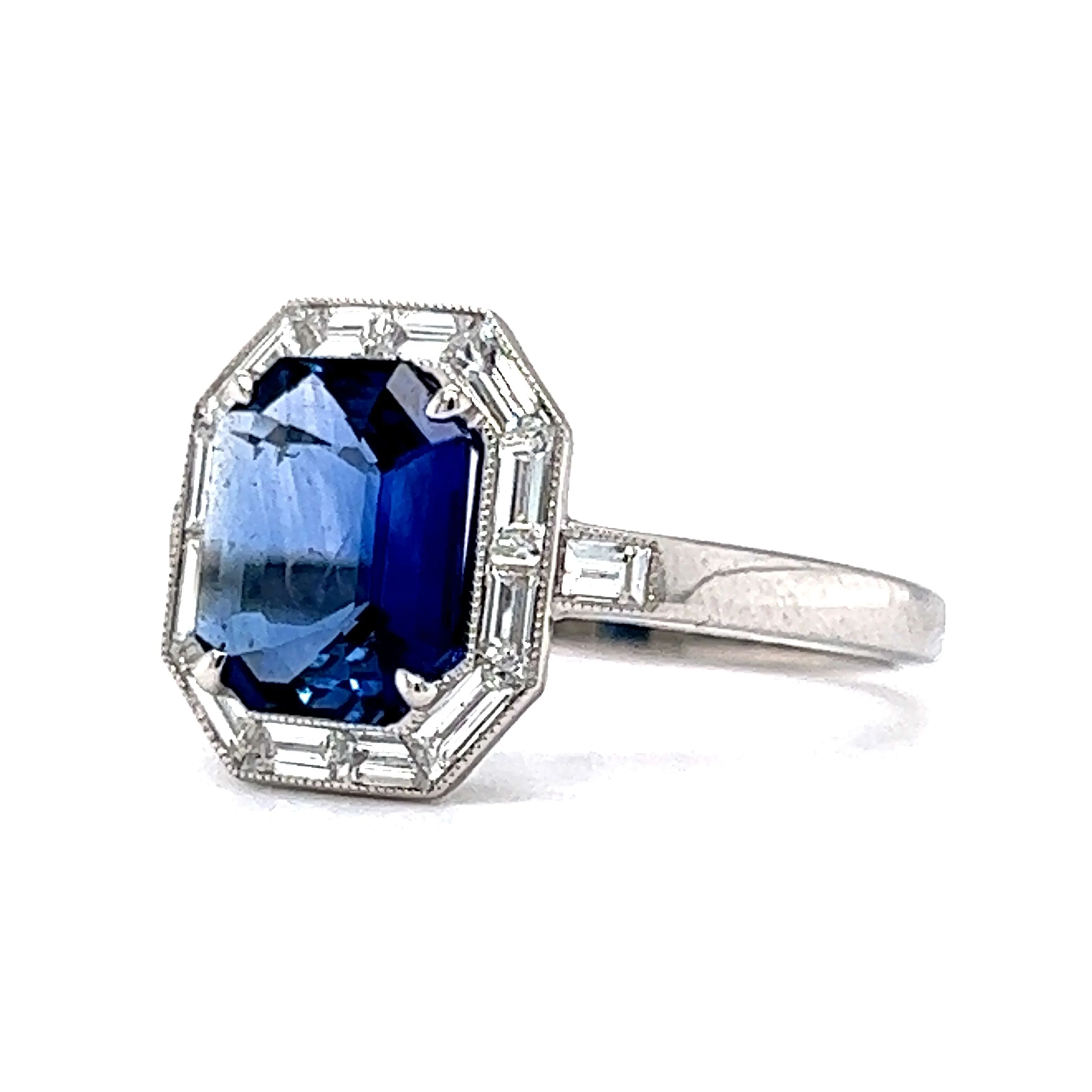 2.05 Sapphire & Diamond Halo Engagement Ring in Platinum - Image 2