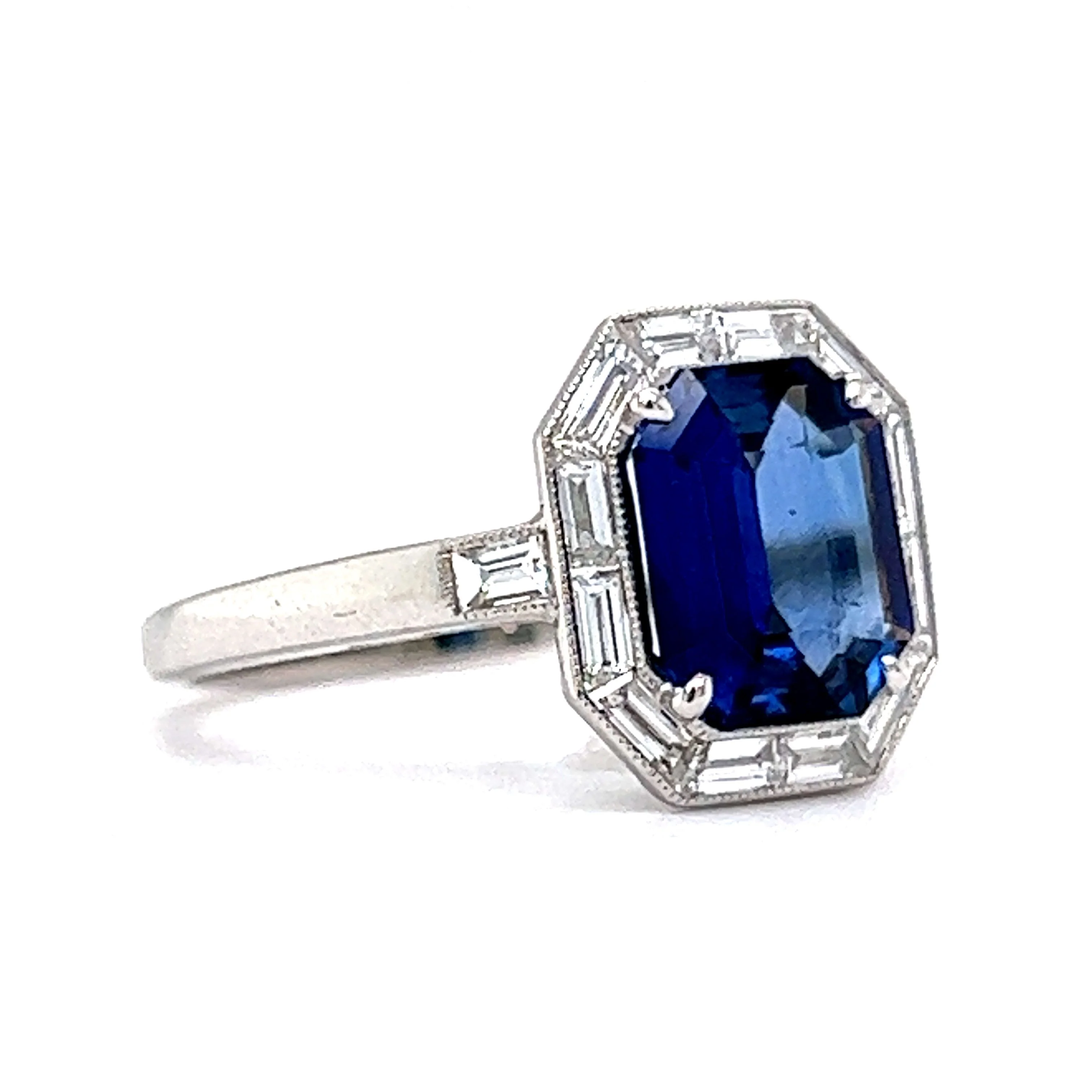 2.05 Sapphire & Diamond Halo Engagement Ring in Platinum - Image 3