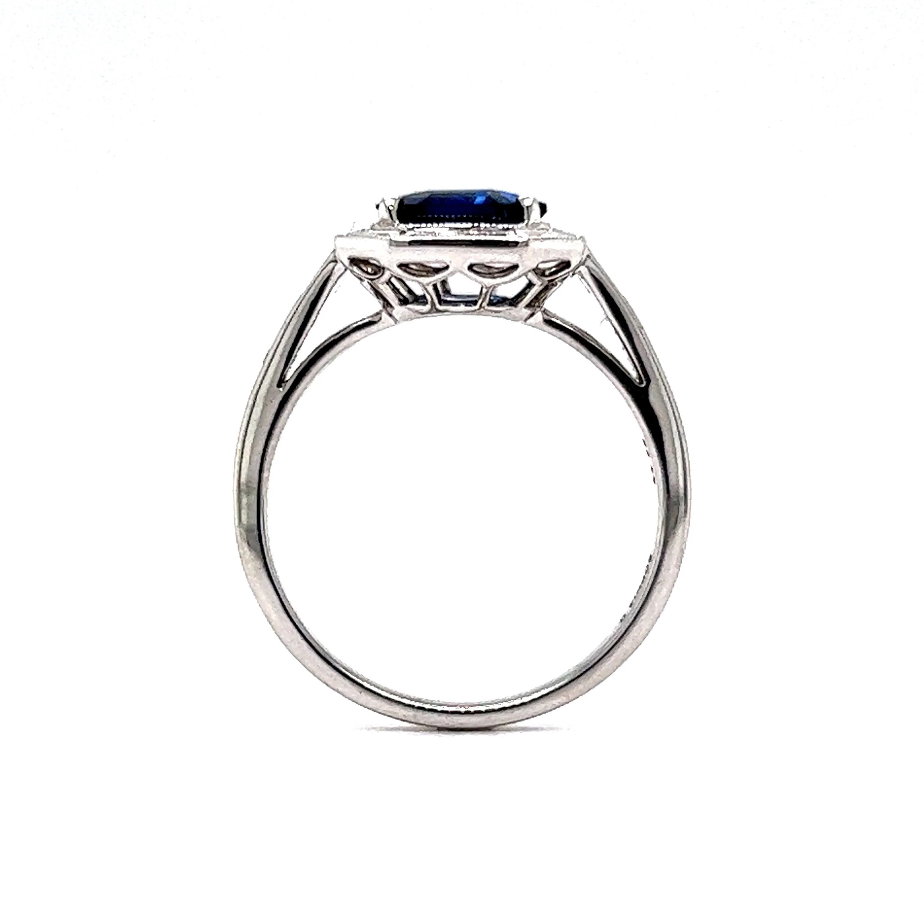 2.05 Sapphire & Diamond Halo Engagement Ring in Platinum - Image 4