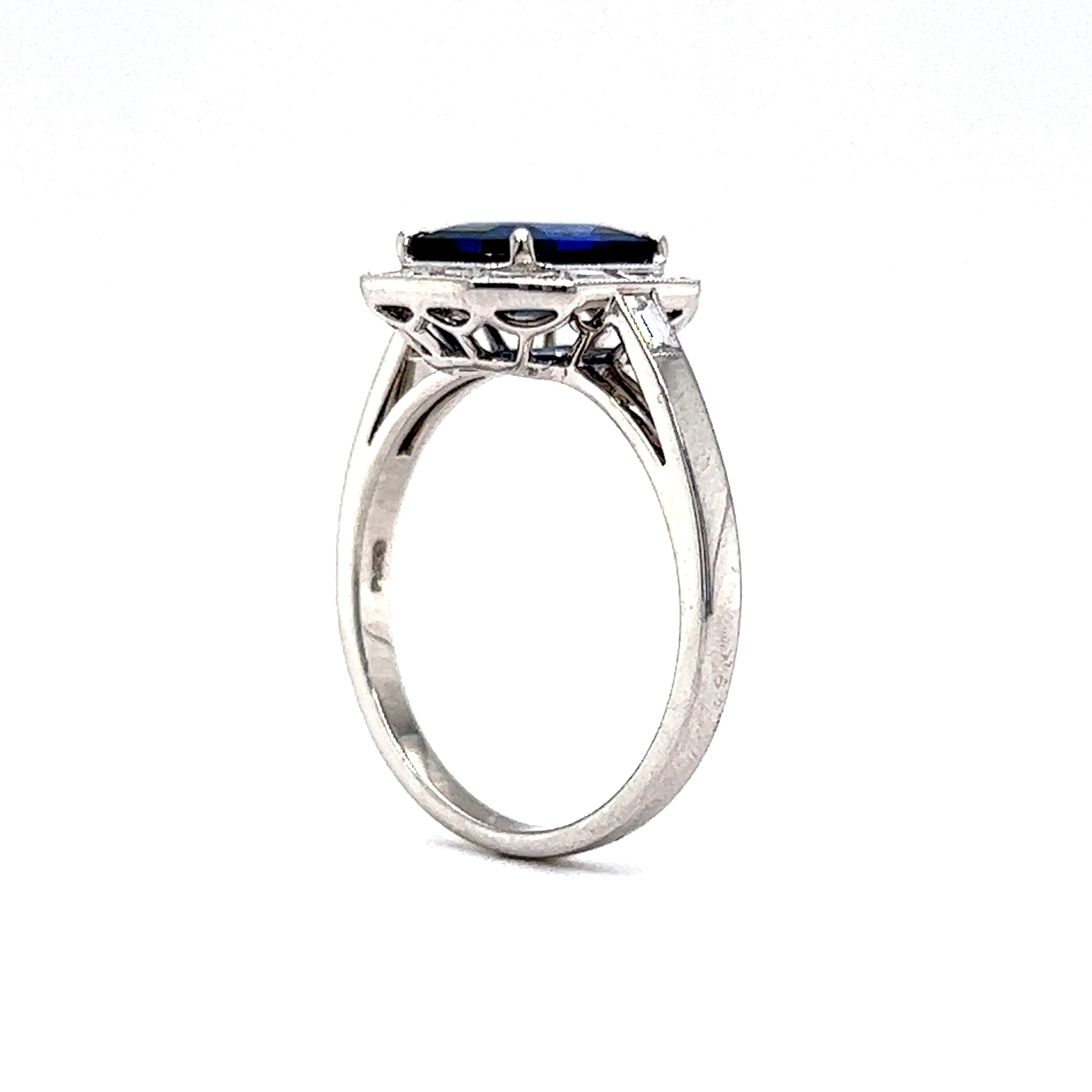 2.05 Sapphire & Diamond Halo Engagement Ring in Platinum - Image 5