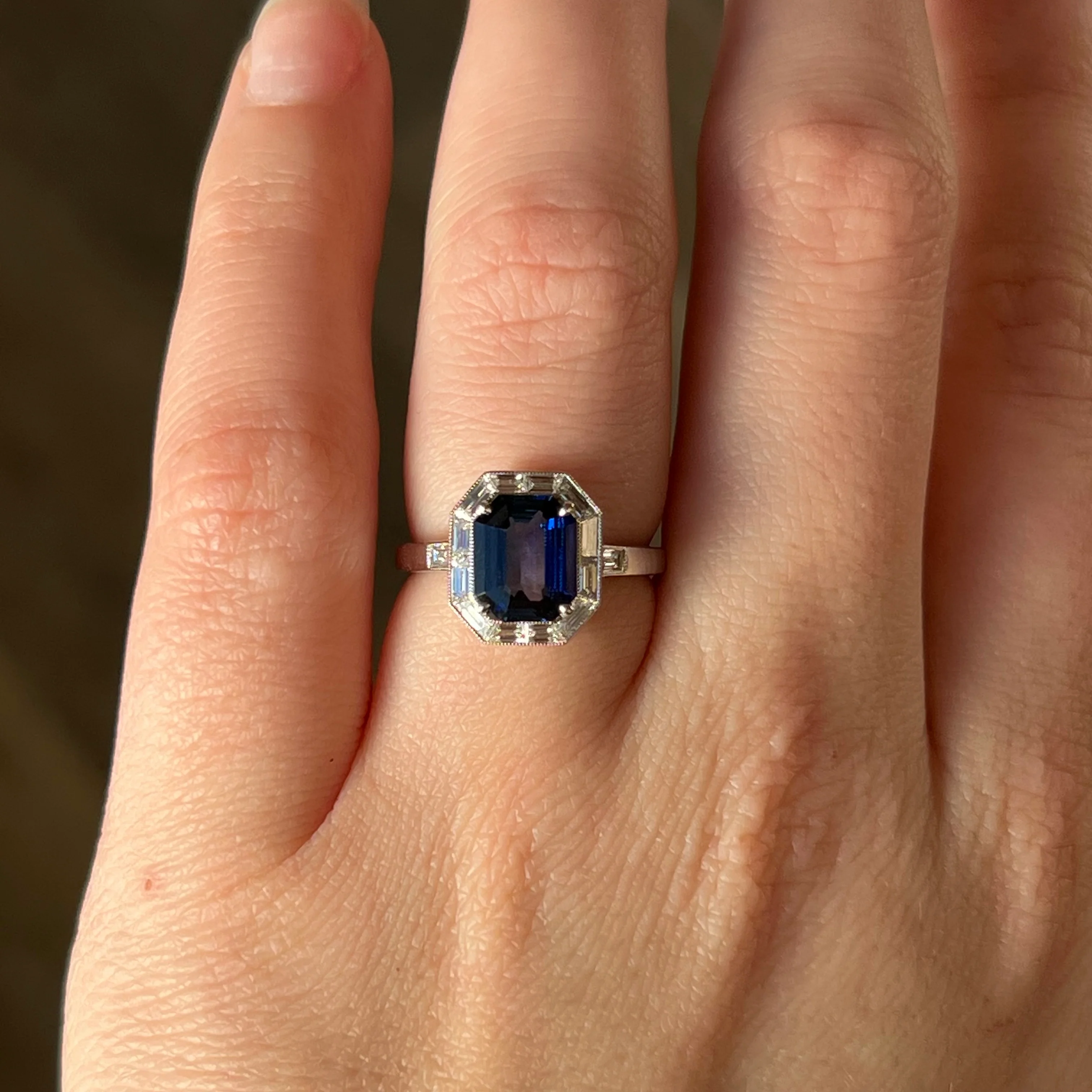 2.05 Sapphire & Diamond Halo Engagement Ring in Platinum - Image 6