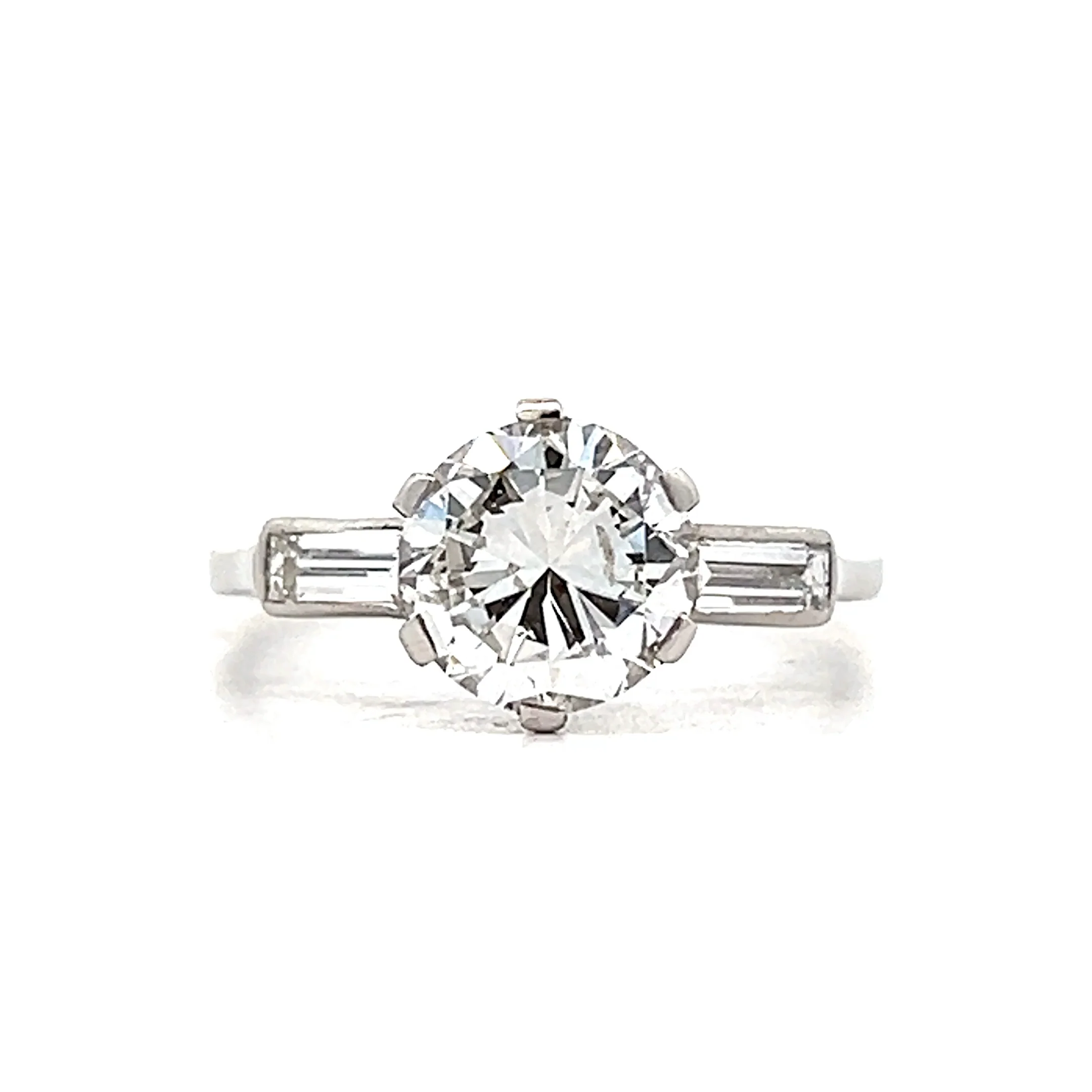 2.05 Vintage 1950s Diamond Engagement Ring in Platinum