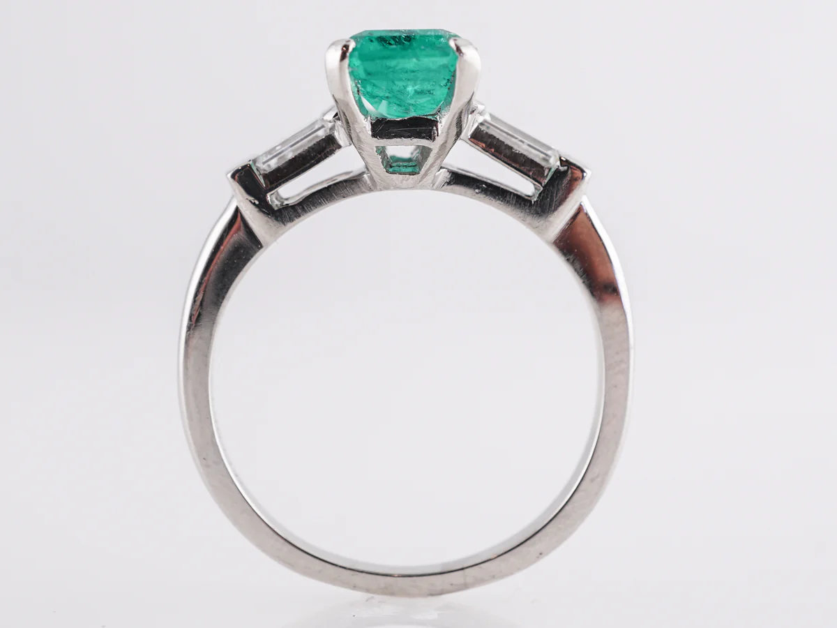 2.06 Emerald Cocktail Ring with Diamond Accents in Platinum - Image 4