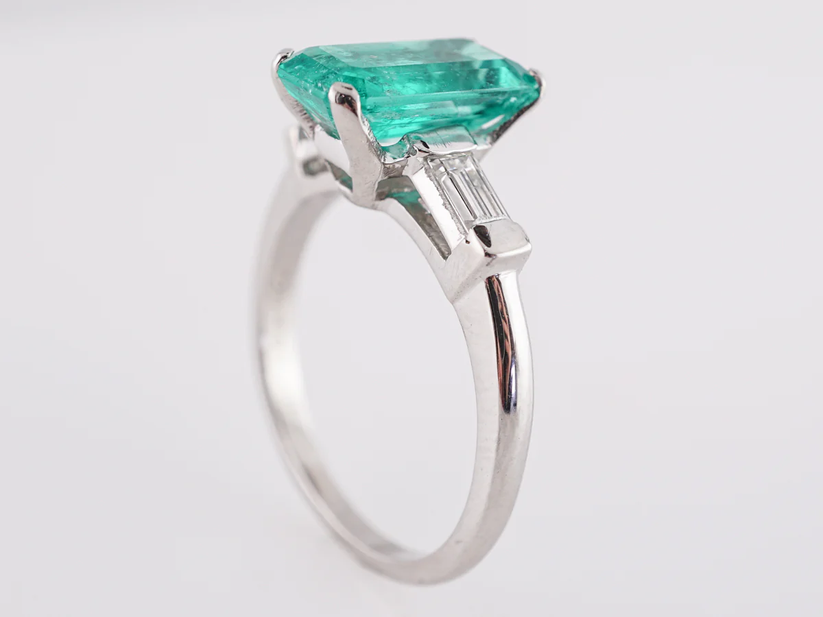 2.06 Emerald Cocktail Ring with Diamond Accents in Platinum - Image 5