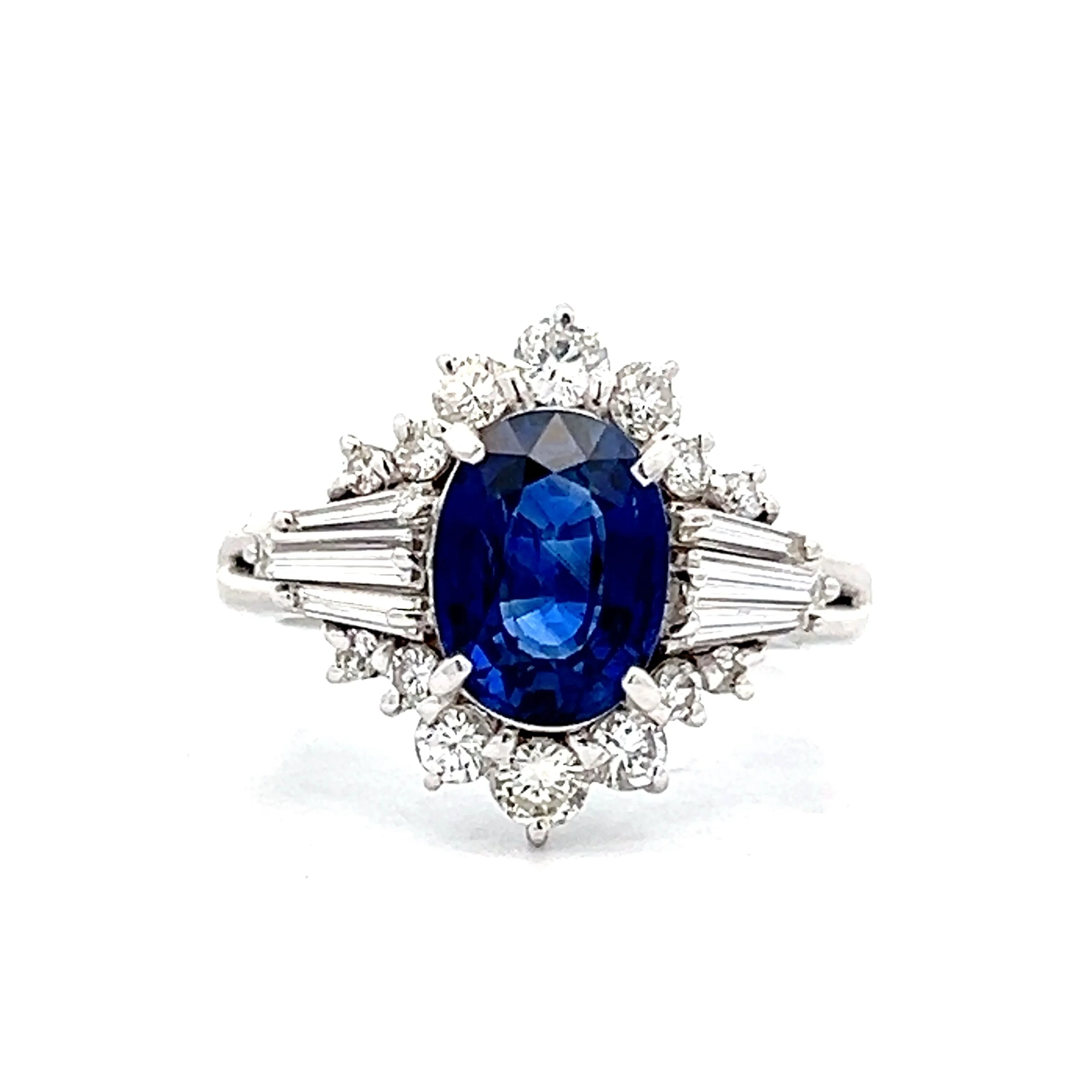2.06 Sapphire Ballerina Halo Cocktail Ring in Platinum