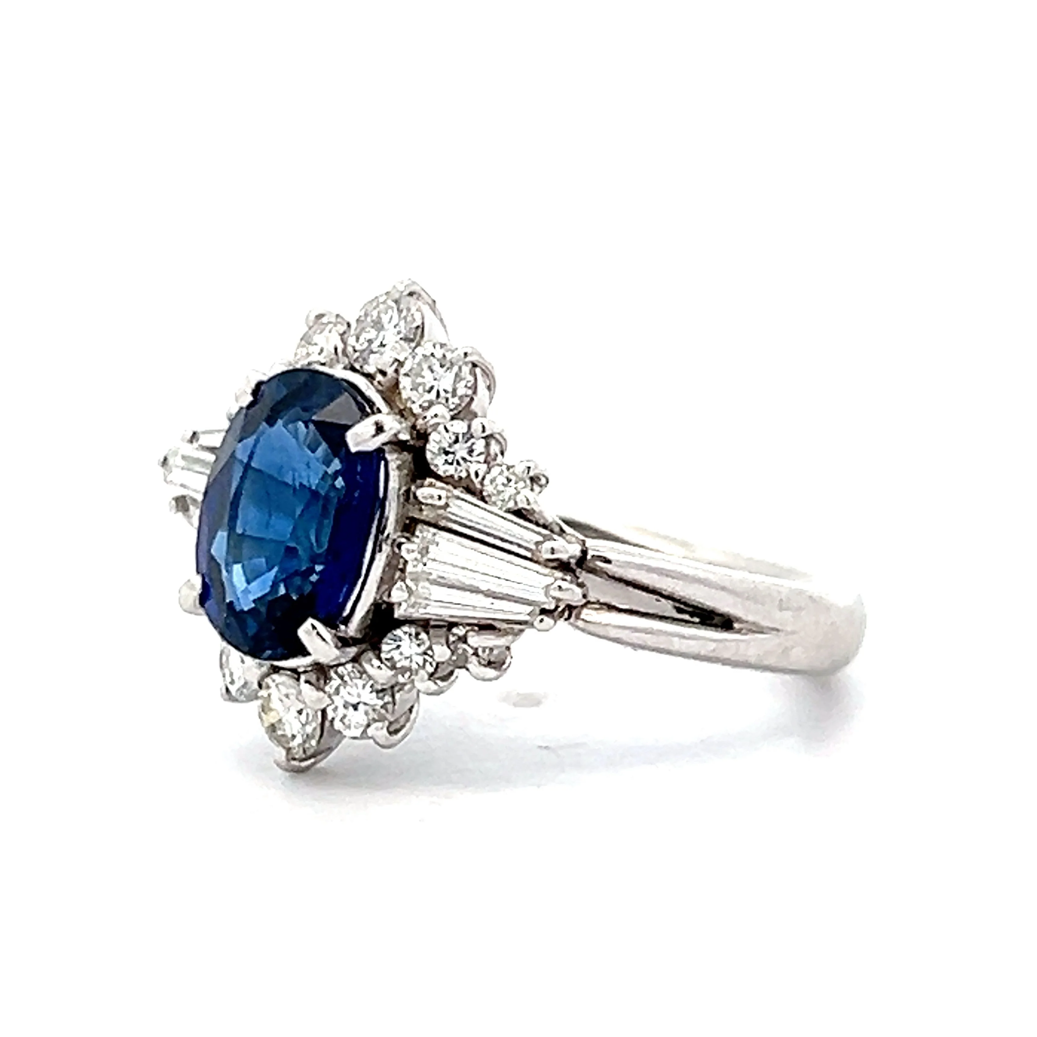 2.06 Sapphire Ballerina Halo Cocktail Ring in Platinum - Image 2