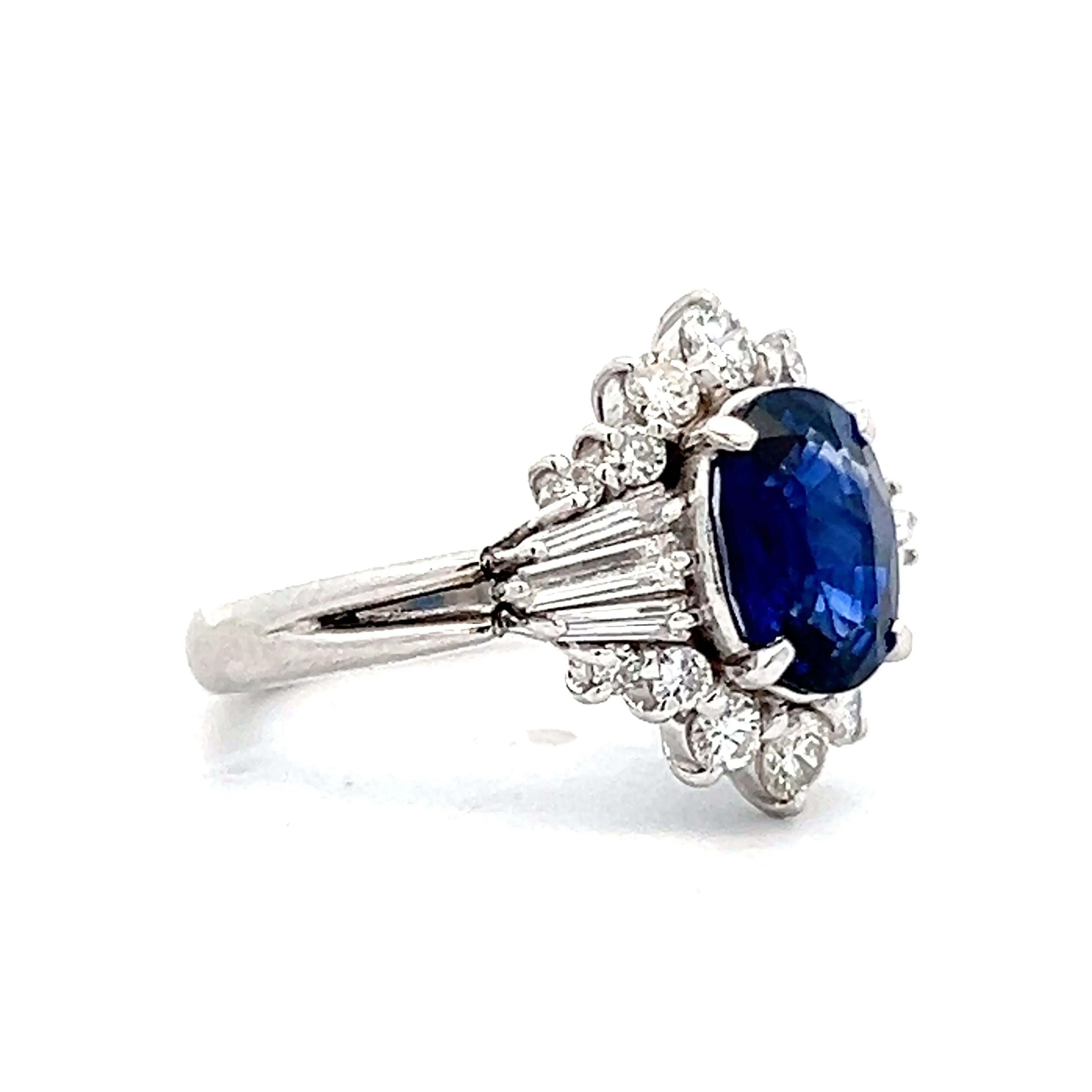 2.06 Sapphire Ballerina Halo Cocktail Ring in Platinum - Image 3