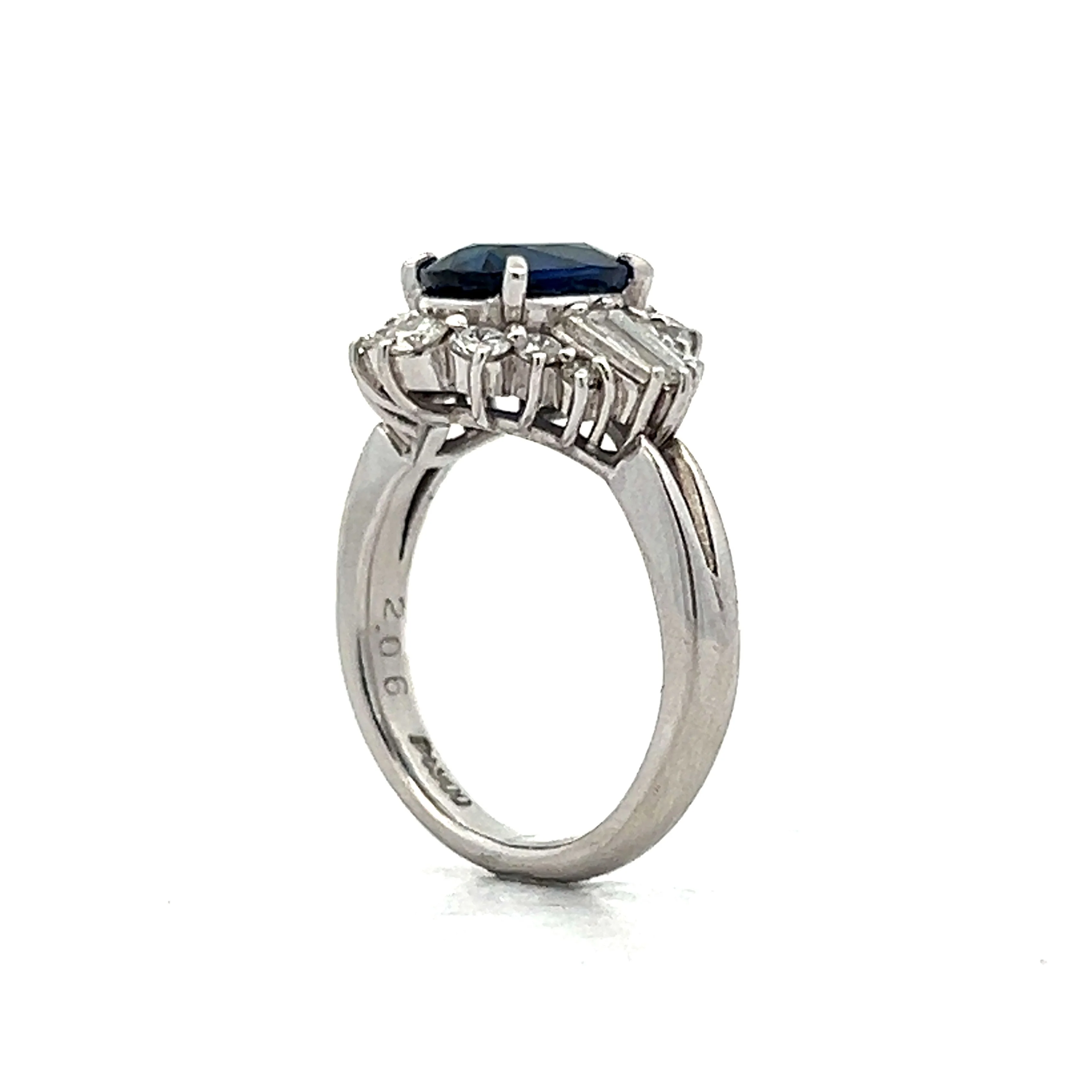 2.06 Sapphire Ballerina Halo Cocktail Ring in Platinum - Image 4