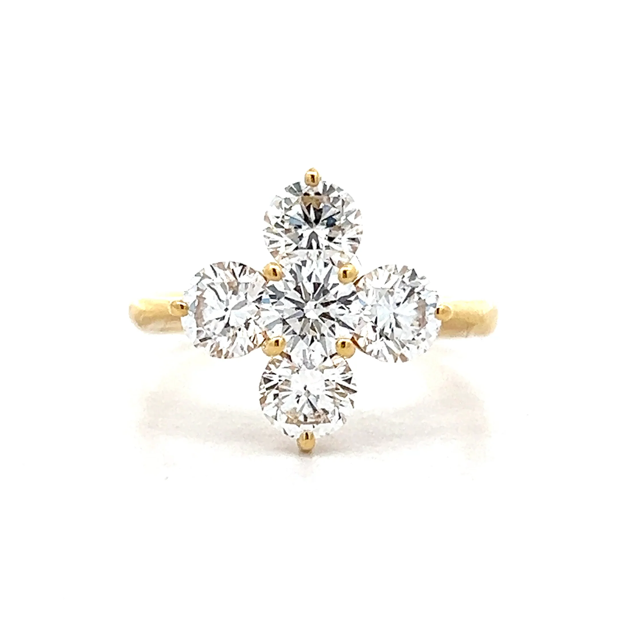2.07 Diamond Cluster Engagement Ring in 18k Yellow Gold