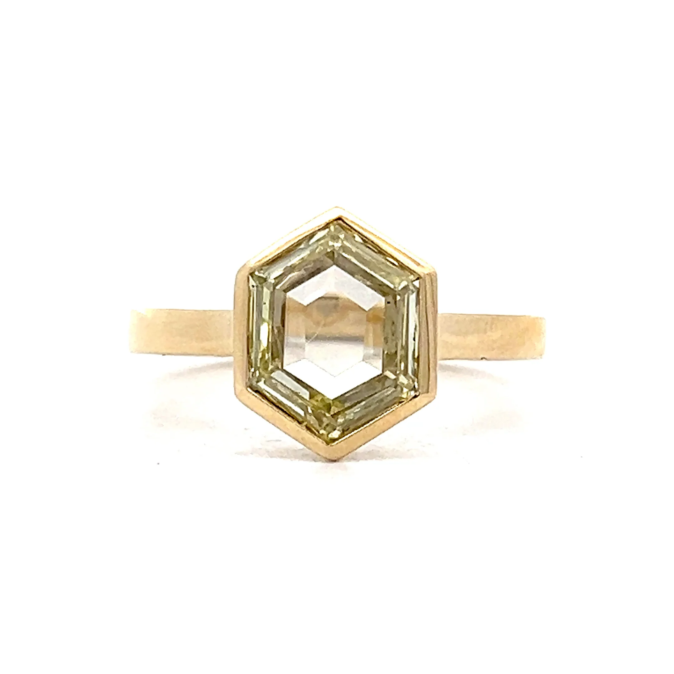 2.08 Hexagon Portrait Cut Diamond Engagement Ring in 14k