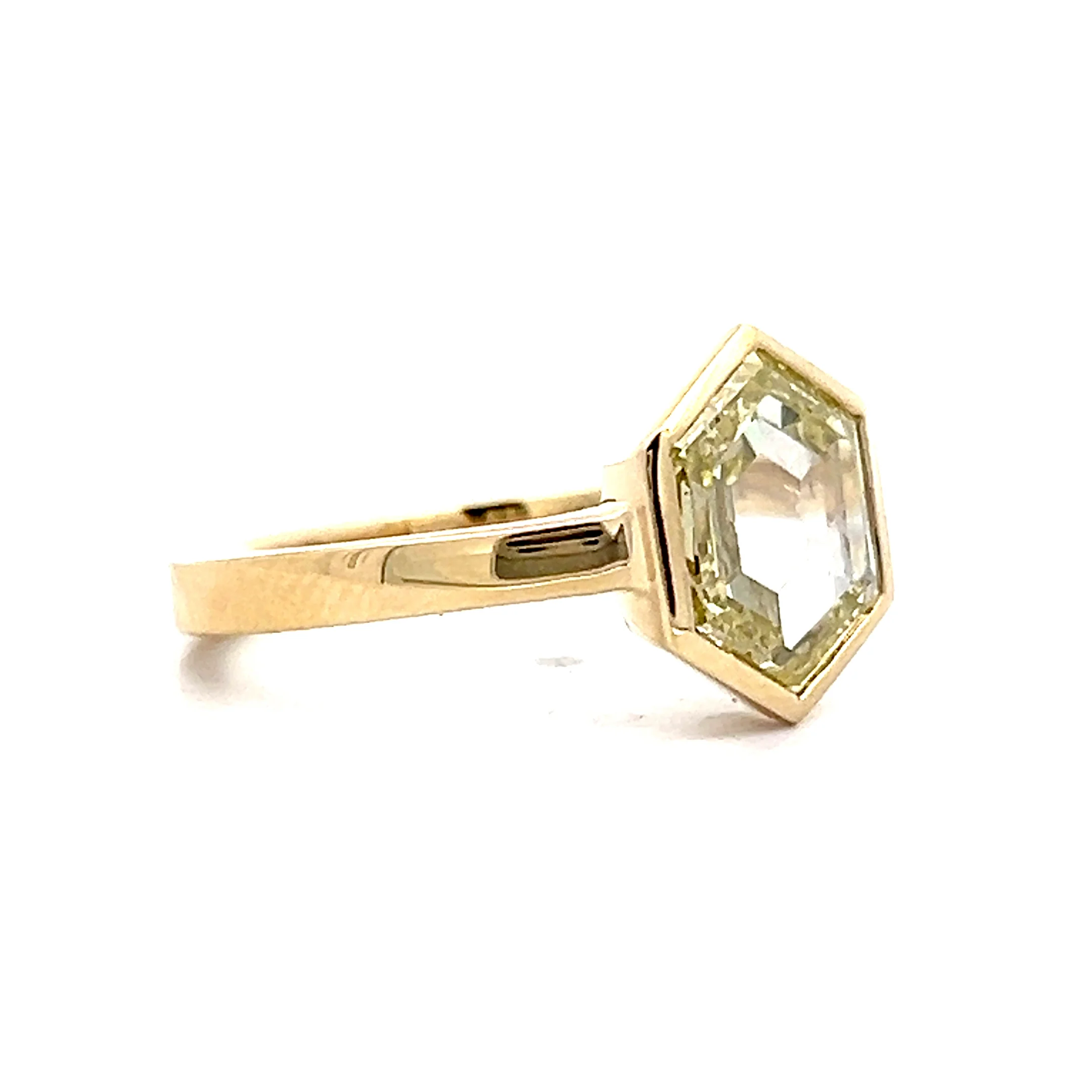 2.08 Hexagon Portrait Cut Diamond Engagement Ring in 14k - Image 3