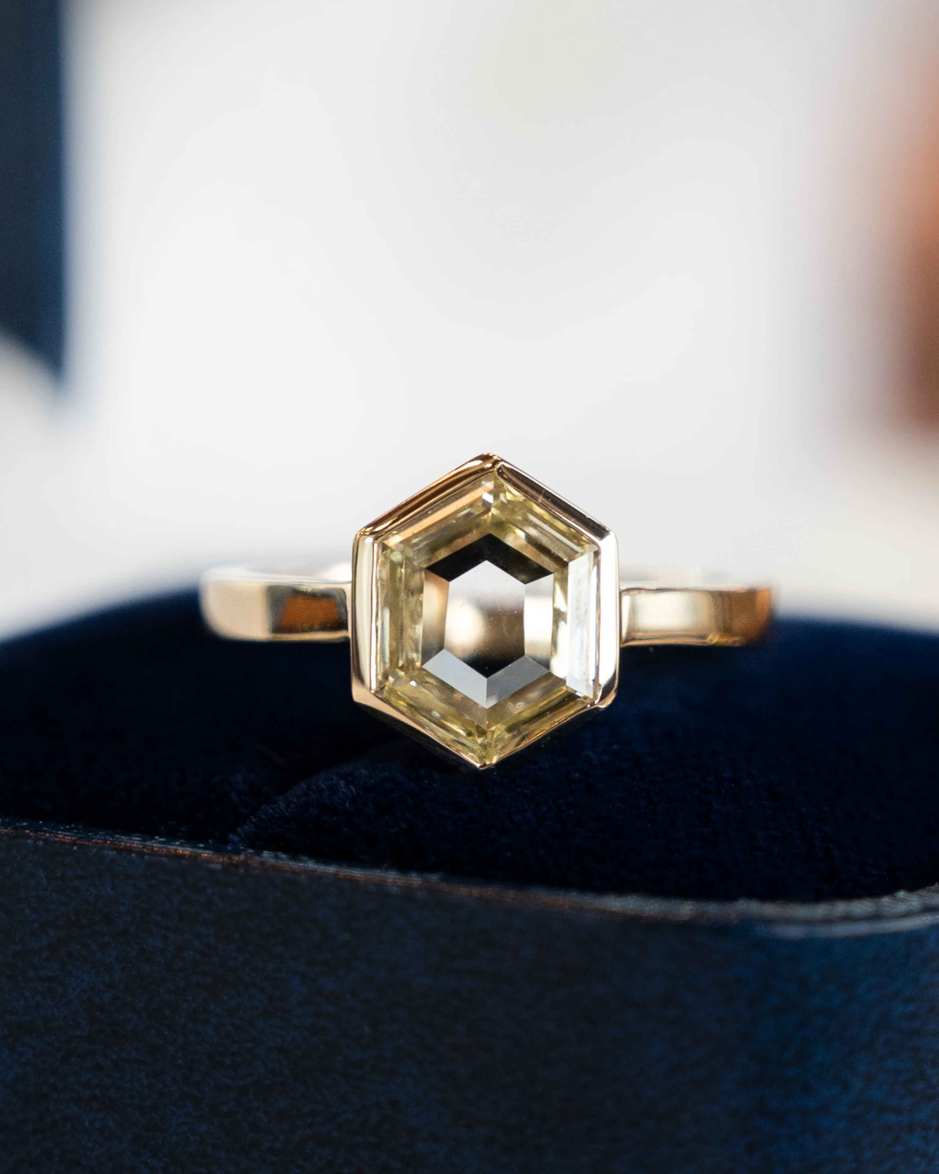2.08 Hexagon Portrait Cut Diamond Engagement Ring in 14k - Image 6