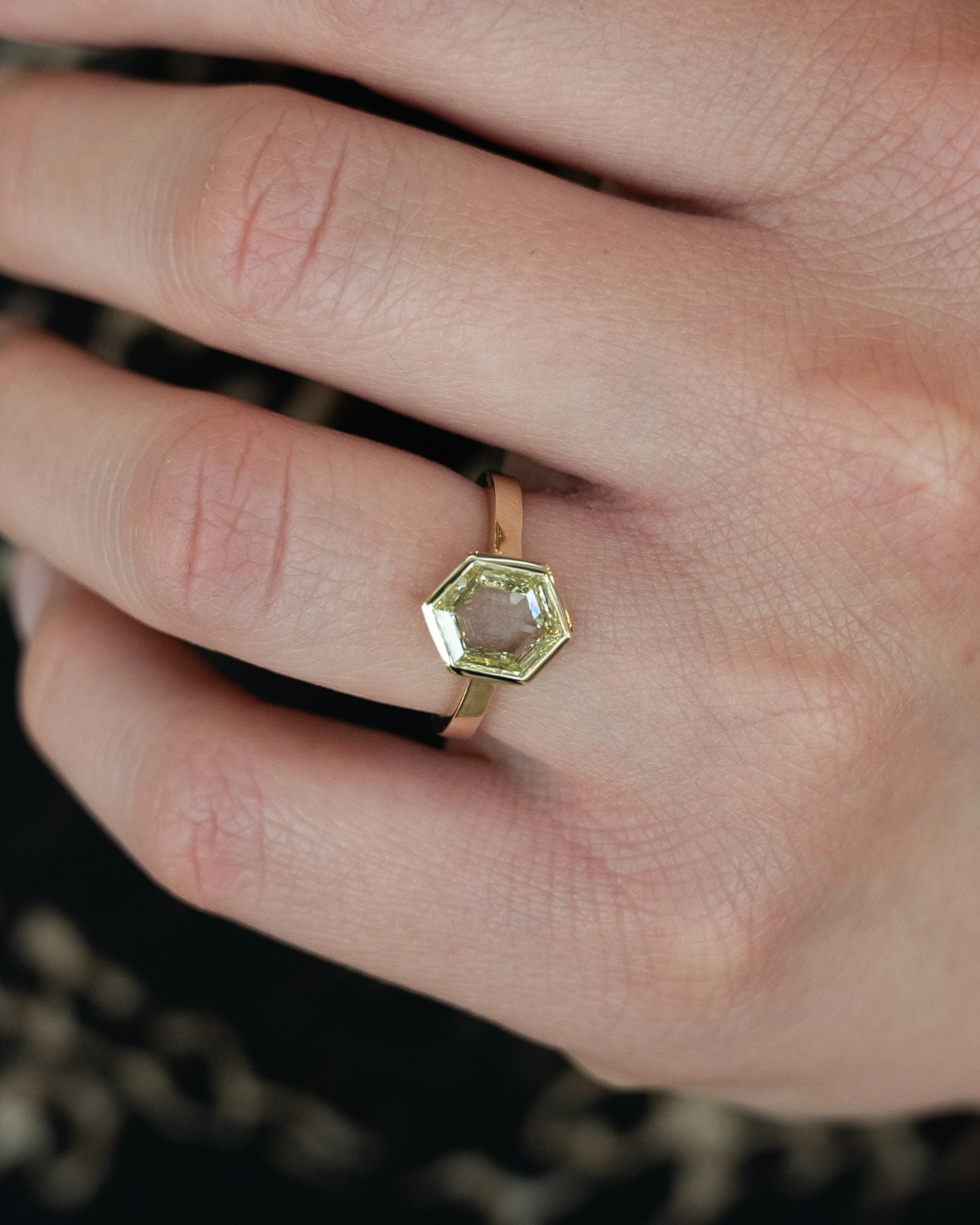 2.08 Hexagon Portrait Cut Diamond Engagement Ring in 14k - Image 7