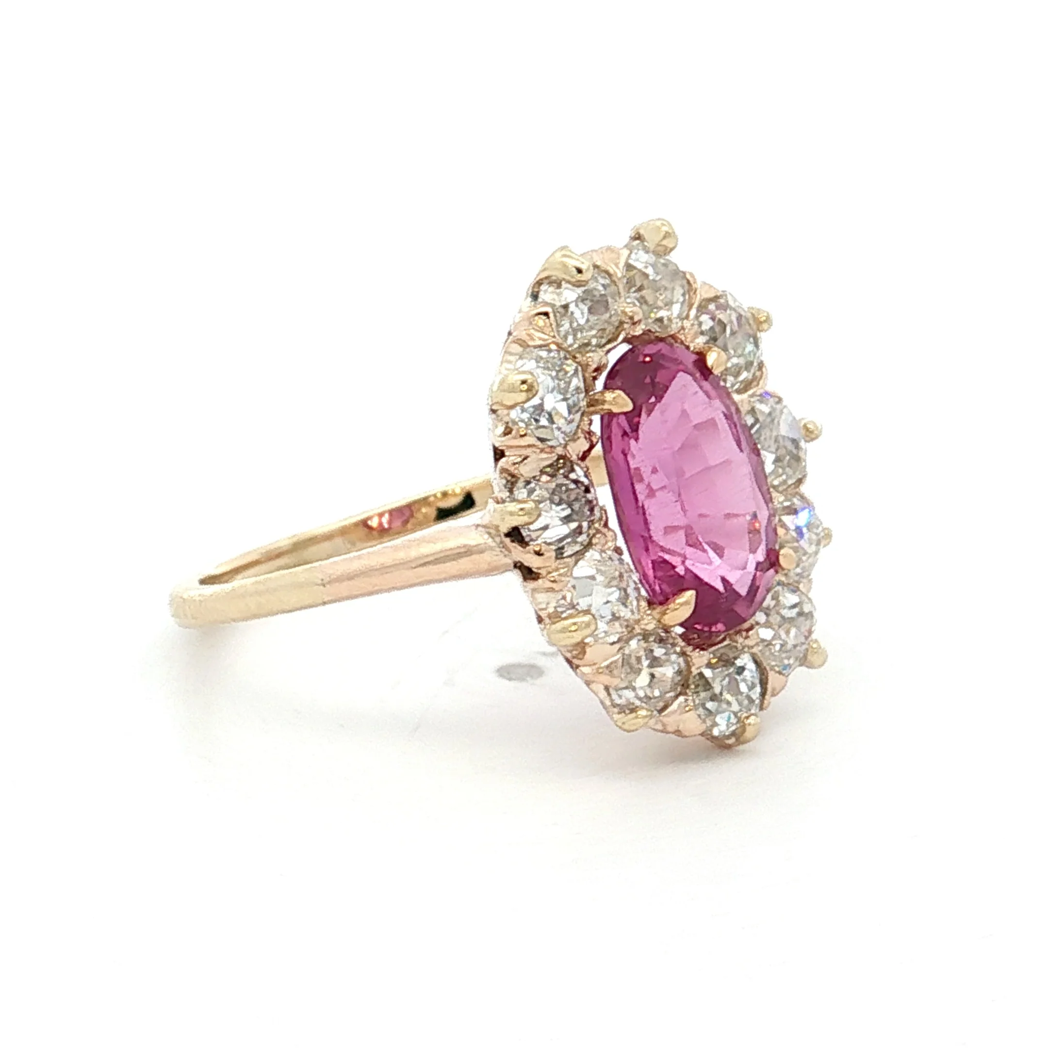 2.09 Antique Victorian Pink Sapphire Engagement Ring 14k - Image 3