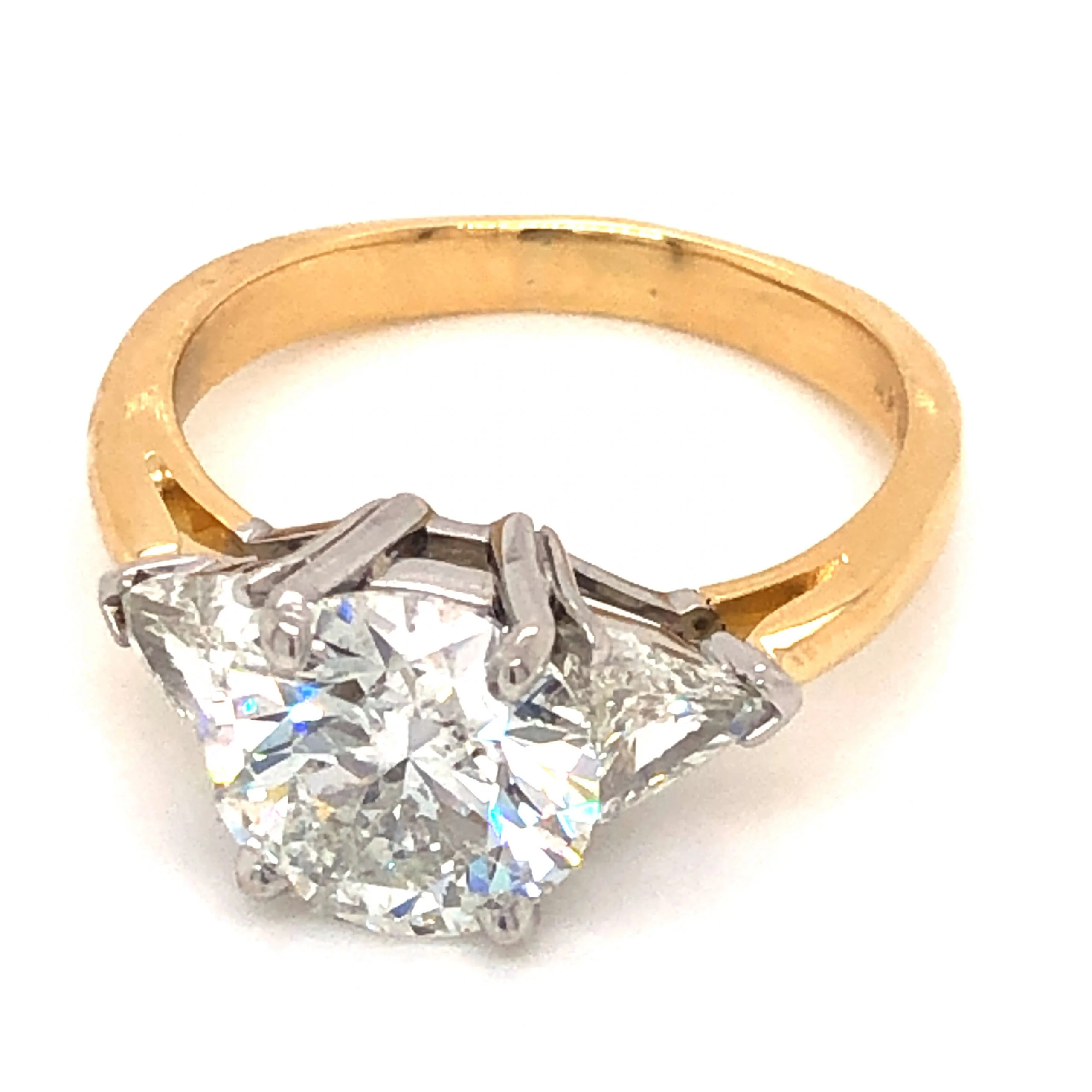 2.09 Three Stone Diamond Engagement Ring in 18k Yellow & White Gold - Image 2