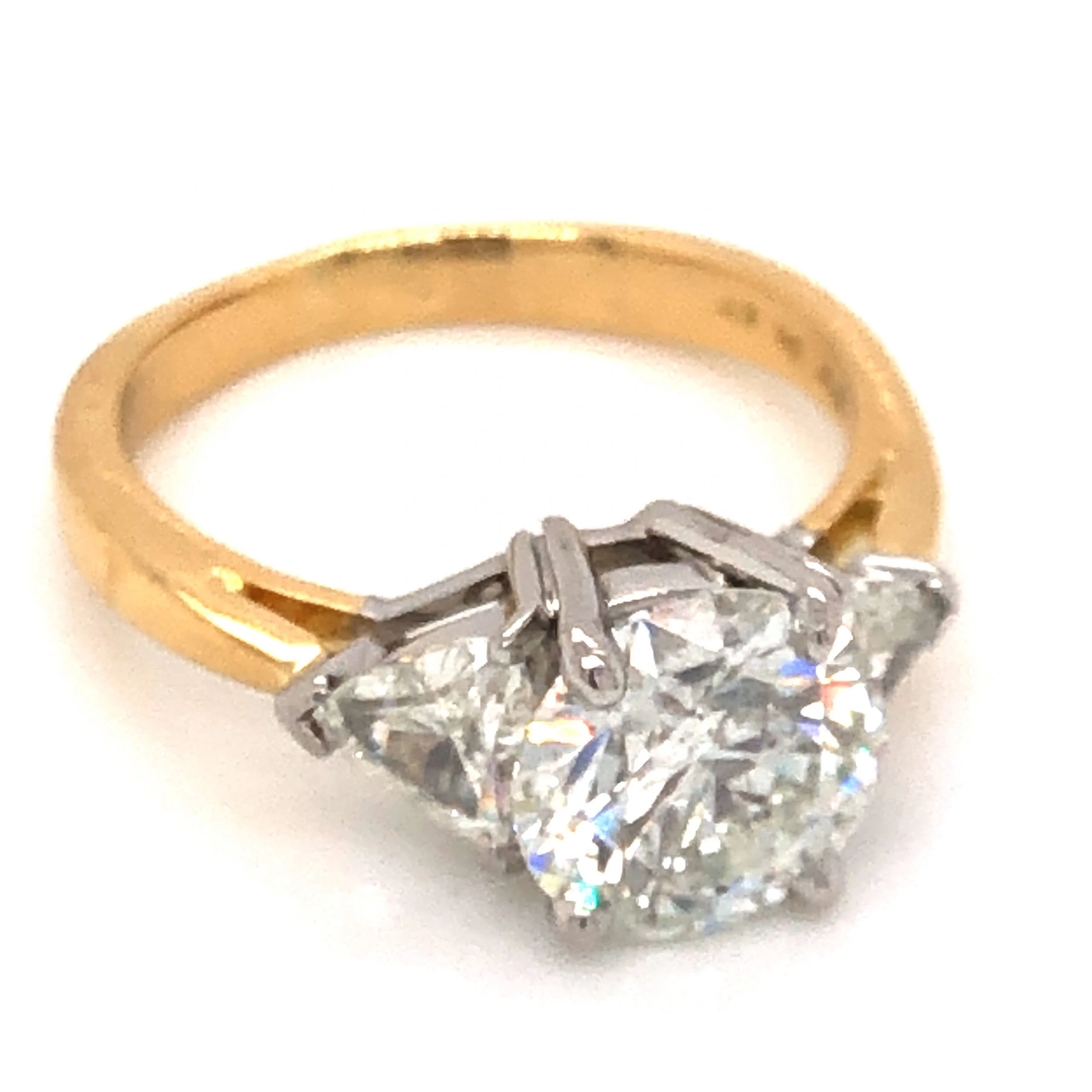 2.09 Three Stone Diamond Engagement Ring in 18k Yellow & White Gold - Image 3