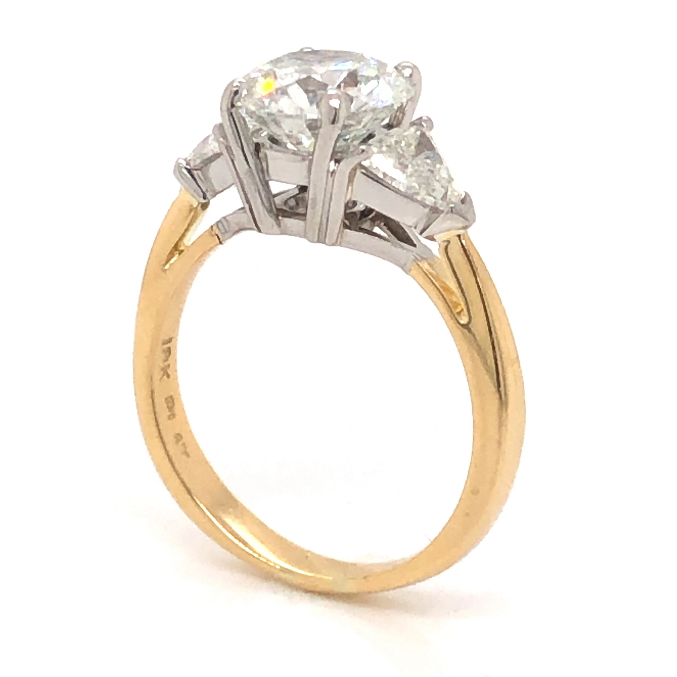 2.09 Three Stone Diamond Engagement Ring in 18k Yellow & White Gold - Image 5
