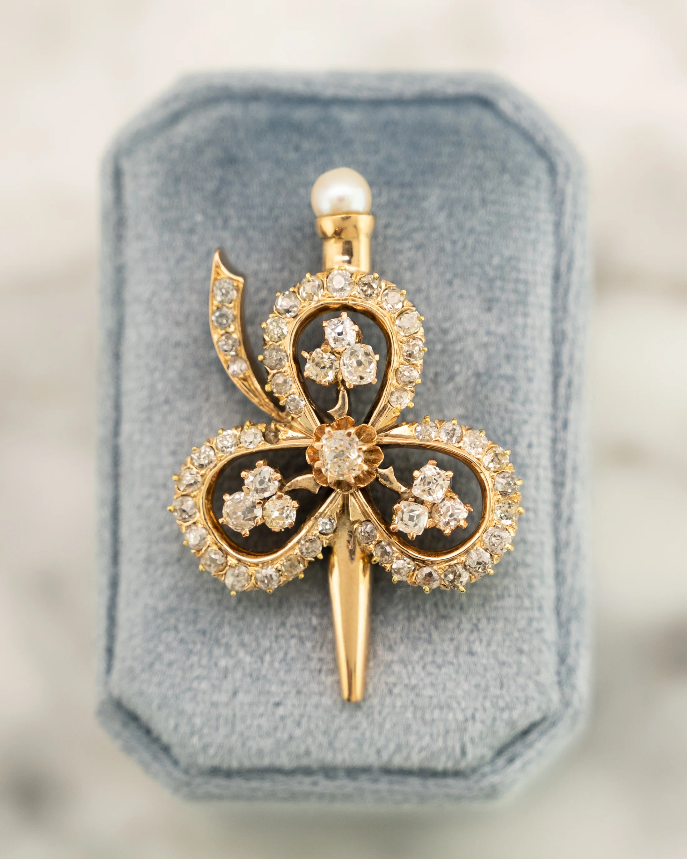 2.10 Antique Victorian Diamond Clover Pendant in 14k - Image 4