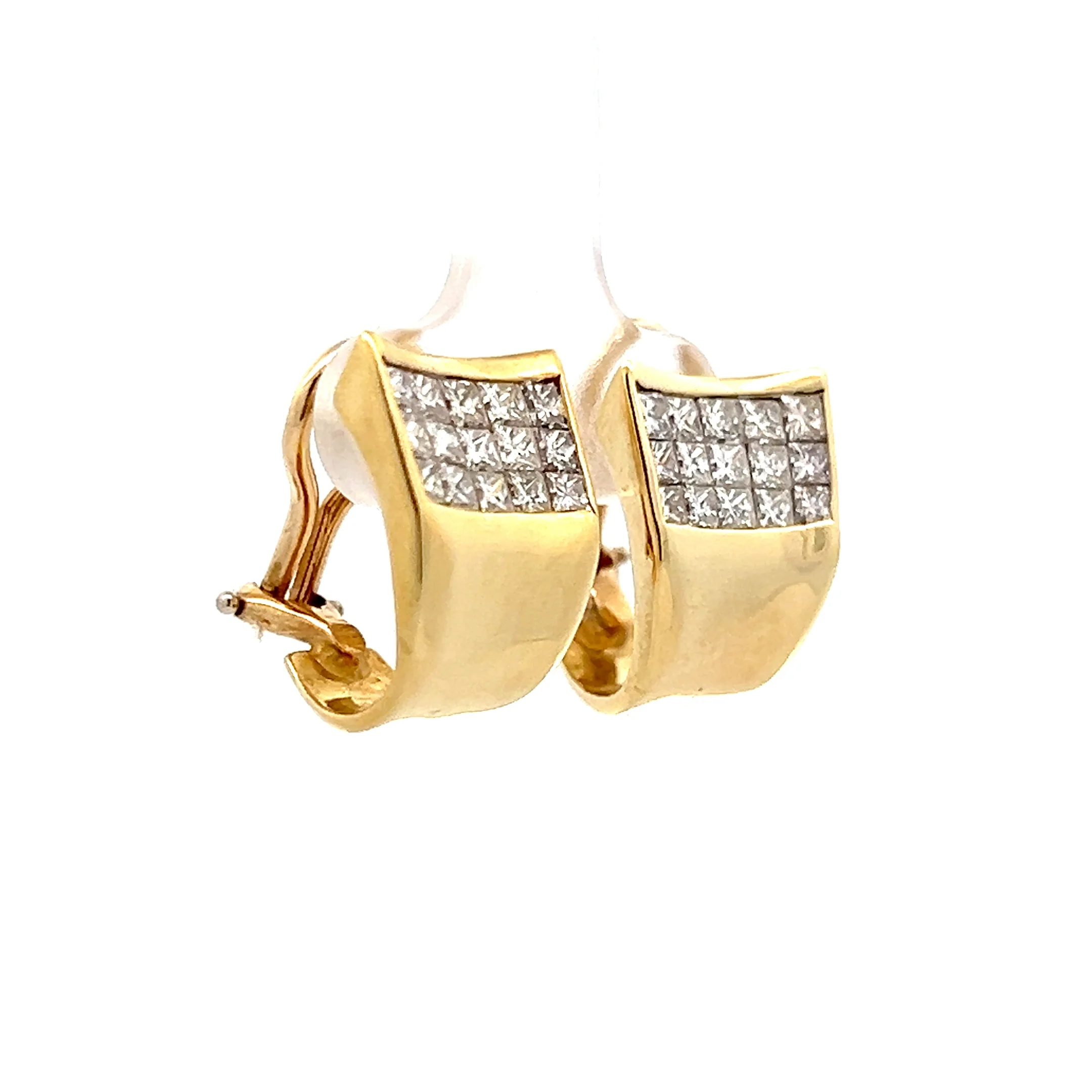 2.10 Diamond Huggie Hoop Earrings in 18k - Image 3