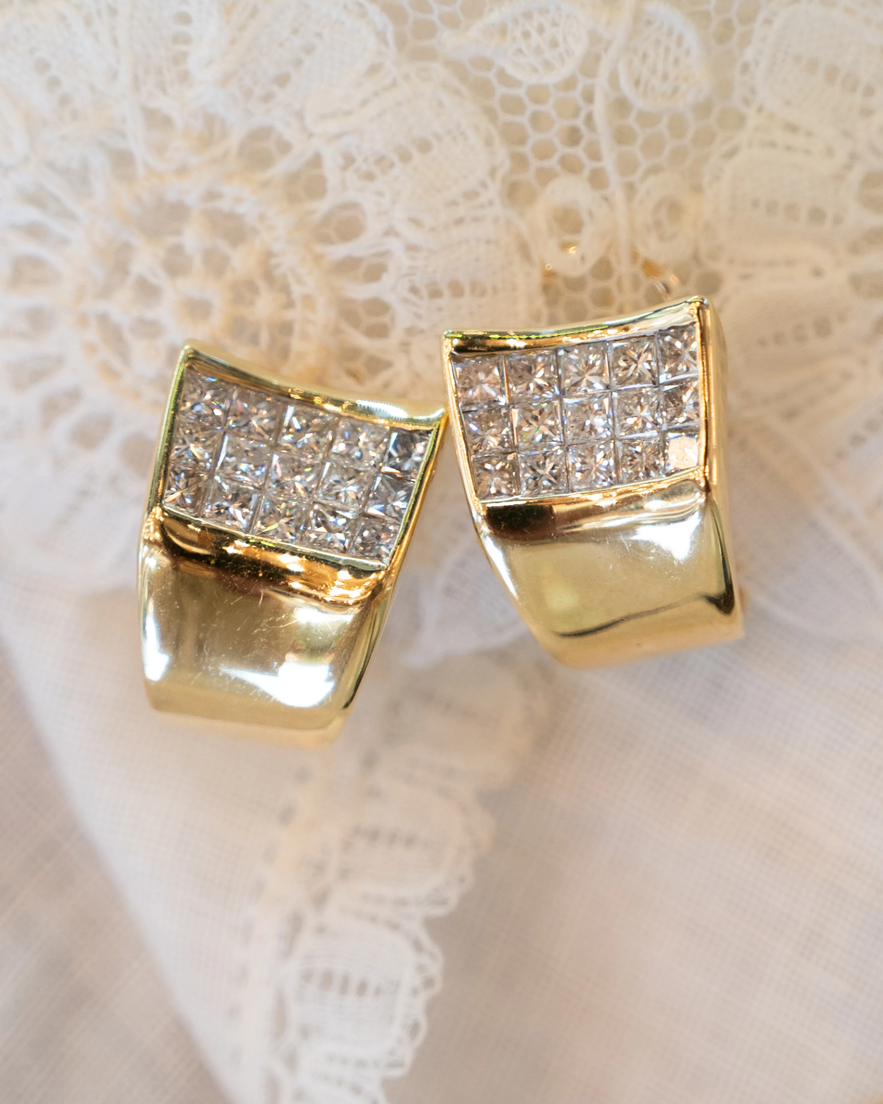 2.10 Diamond Huggie Hoop Earrings in 18k - Image 4
