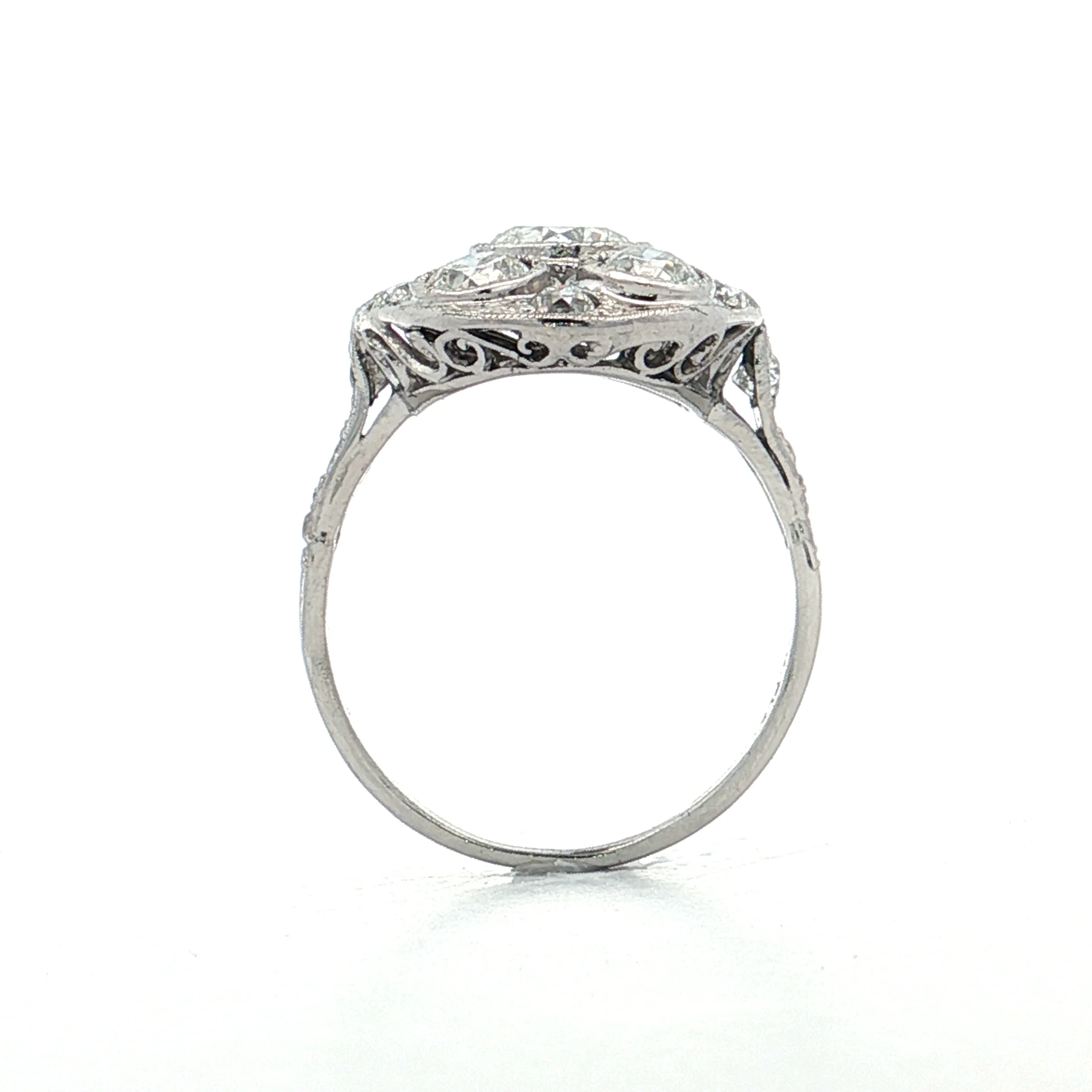 2.10 Vintage Old European Diamond Cocktail Ring Platinum - Image 4