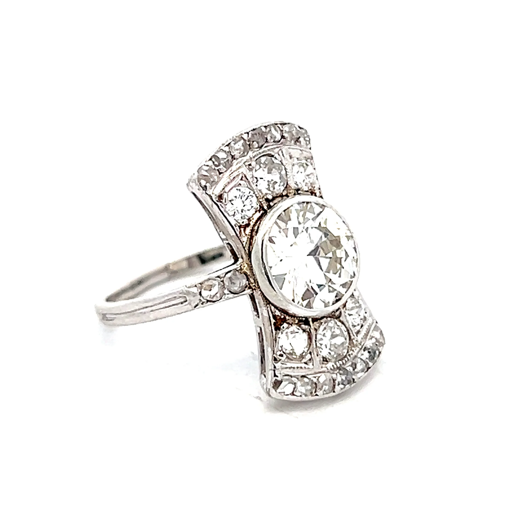 2.13 Antique Art Deco Diamond Cocktail Ring in 14k - Image 3