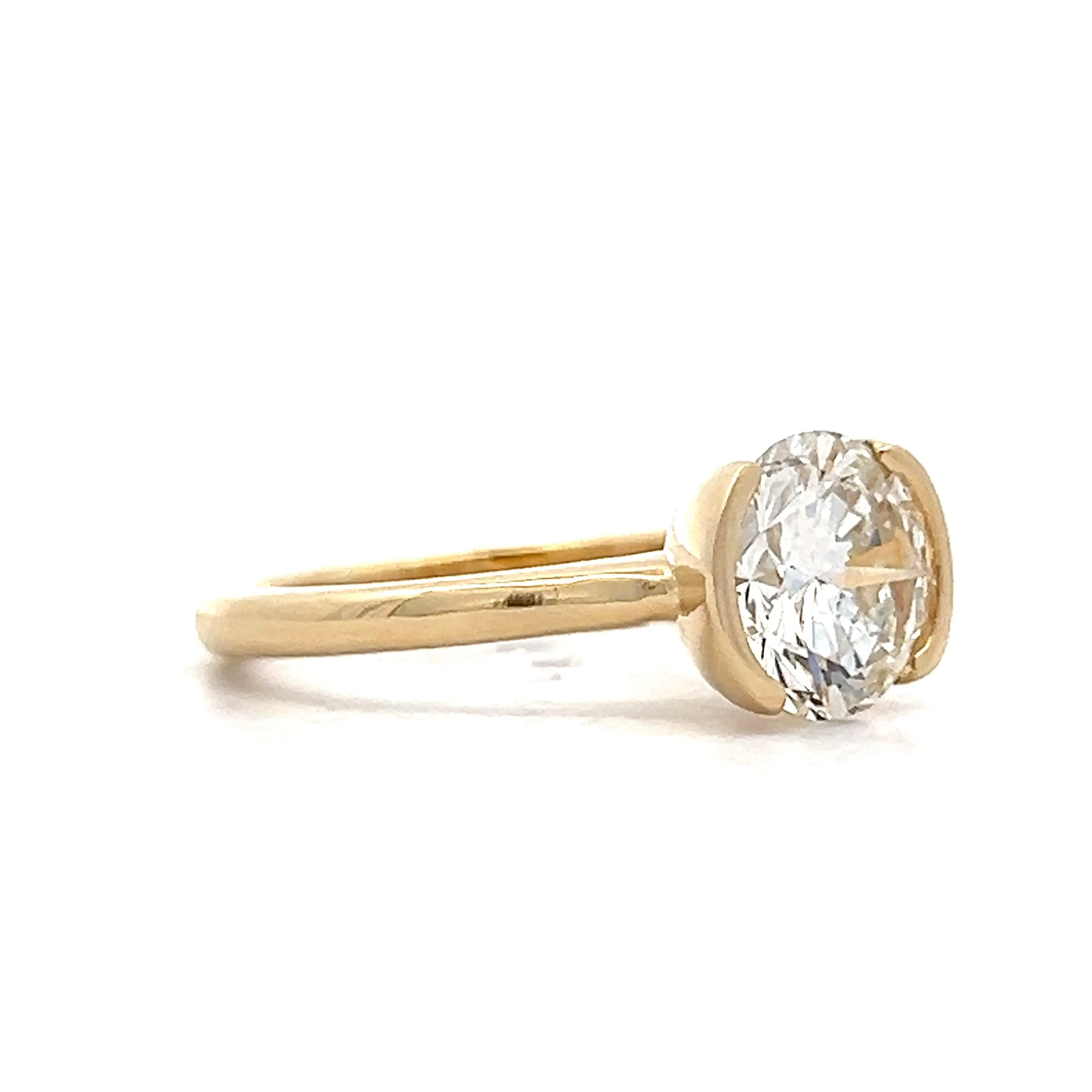 2.13 Half Bezel Diamond Engagement Ring in 14k Yellow Gold - Image 3