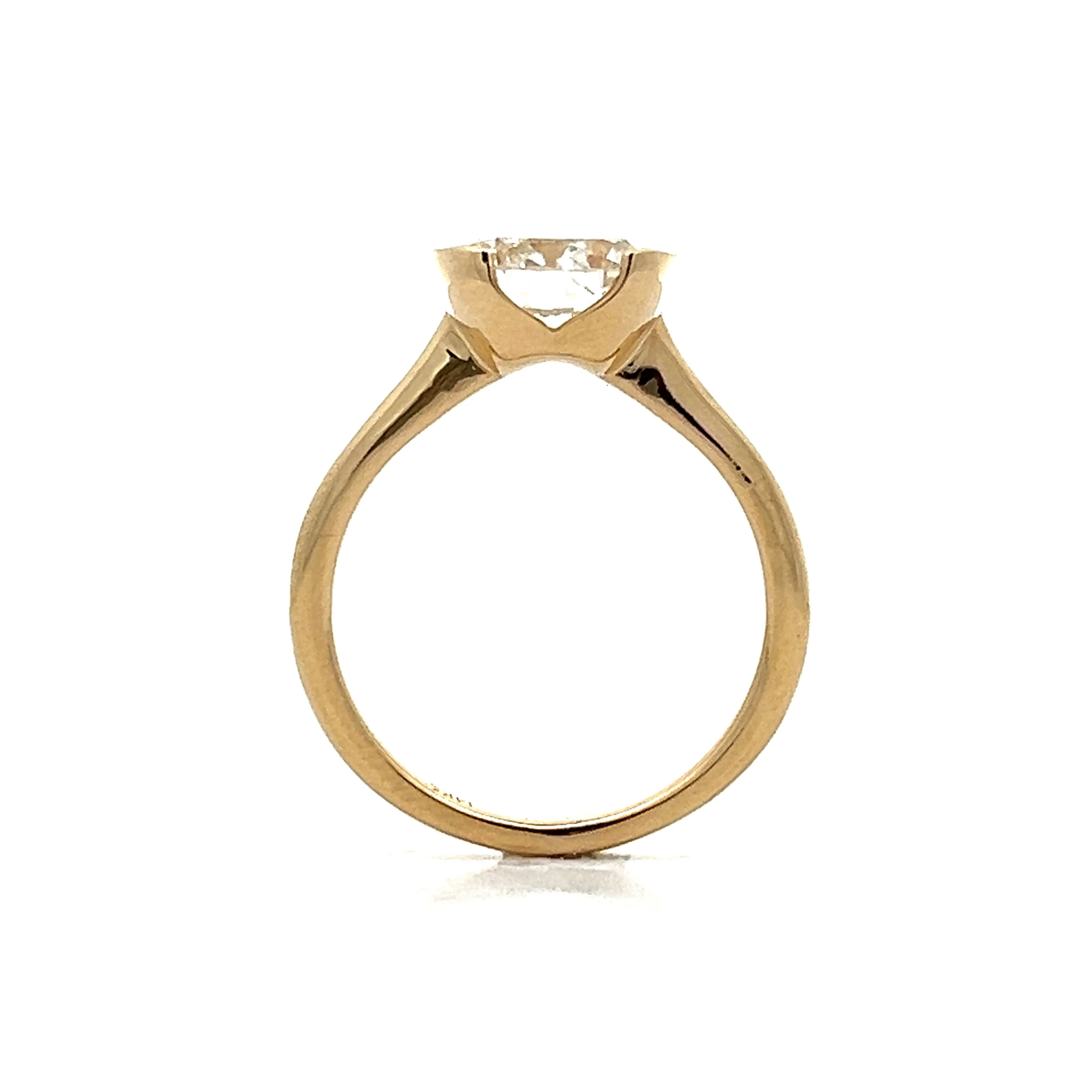 2.13 Half Bezel Diamond Engagement Ring in 14k Yellow Gold - Image 4