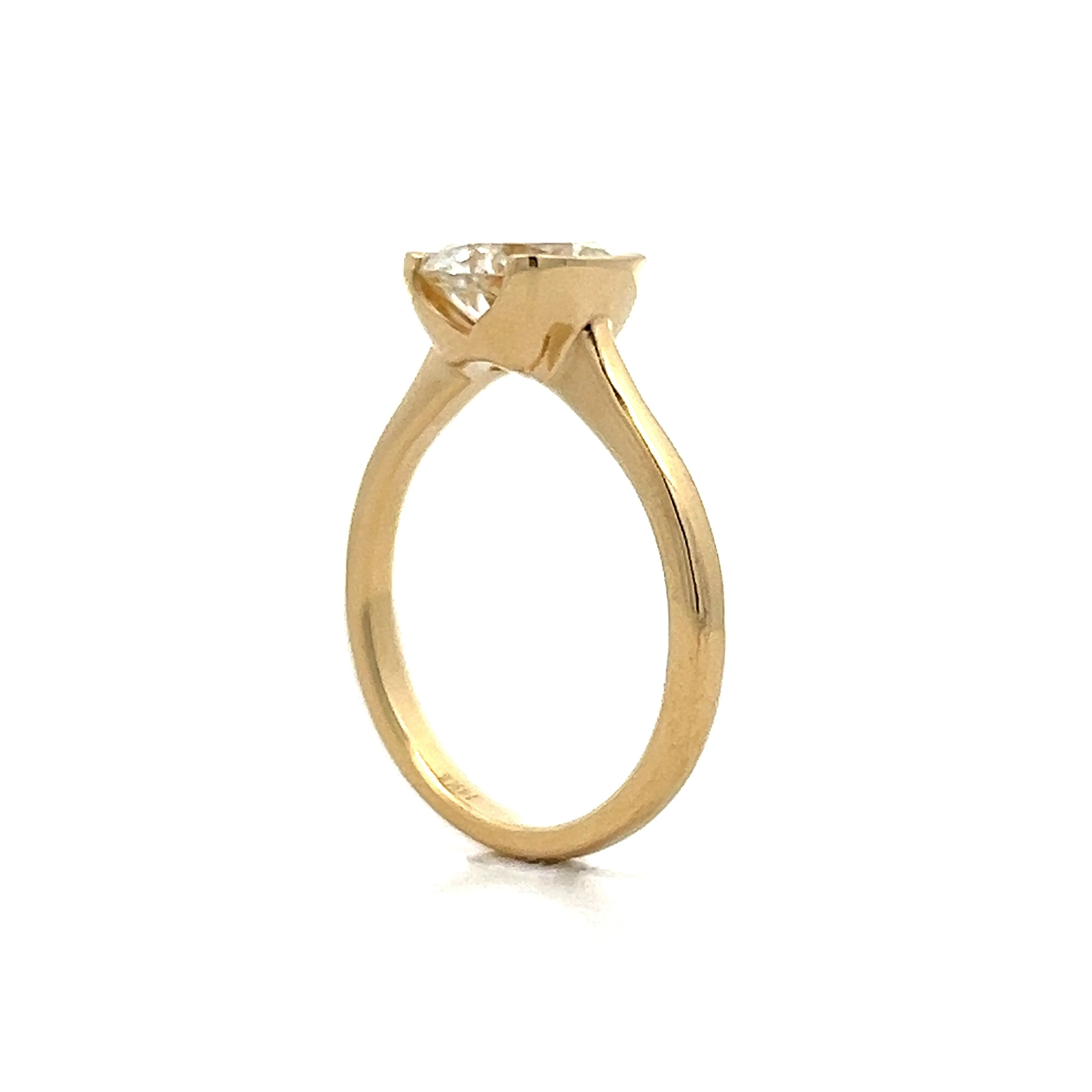 2.13 Half Bezel Diamond Engagement Ring in 14k Yellow Gold - Image 5