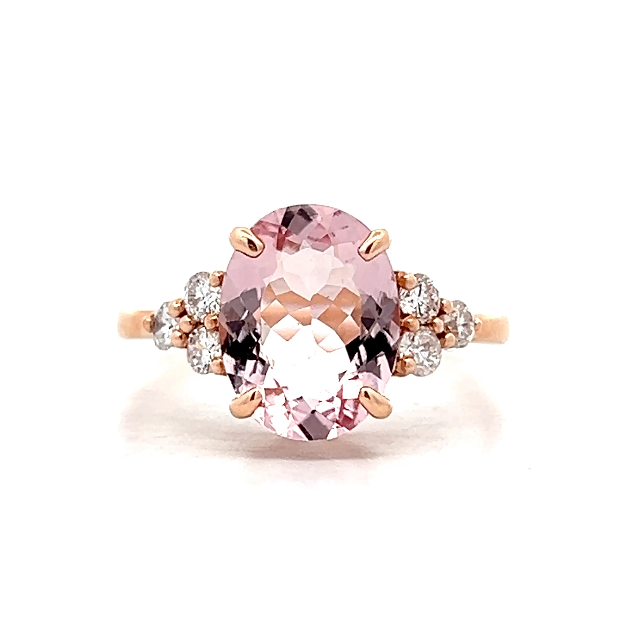 2.14 Oval Morganite & Diamond Cocktail Ring 18k Rose