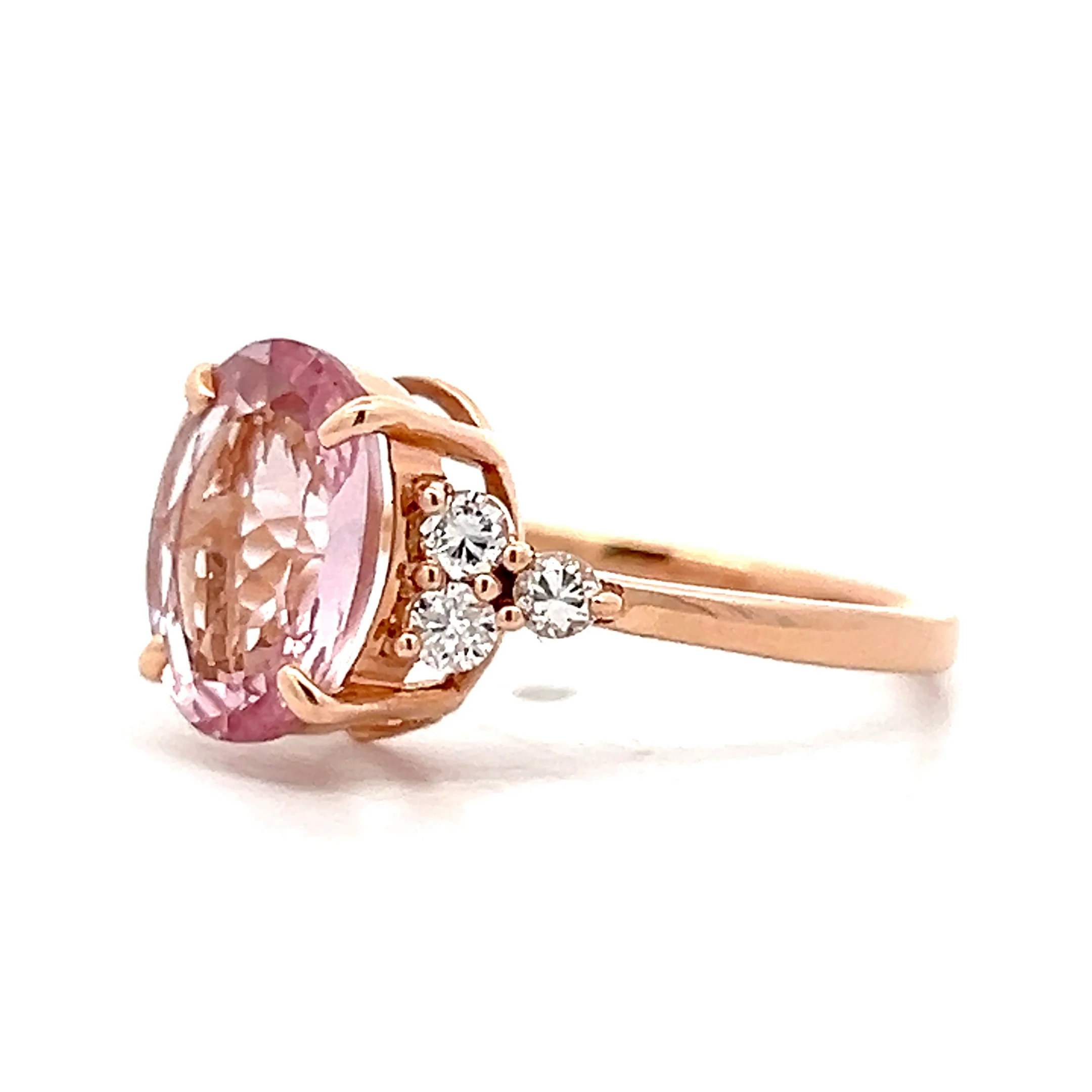 2.14 Oval Morganite & Diamond Cocktail Ring 18k Rose - Image 2