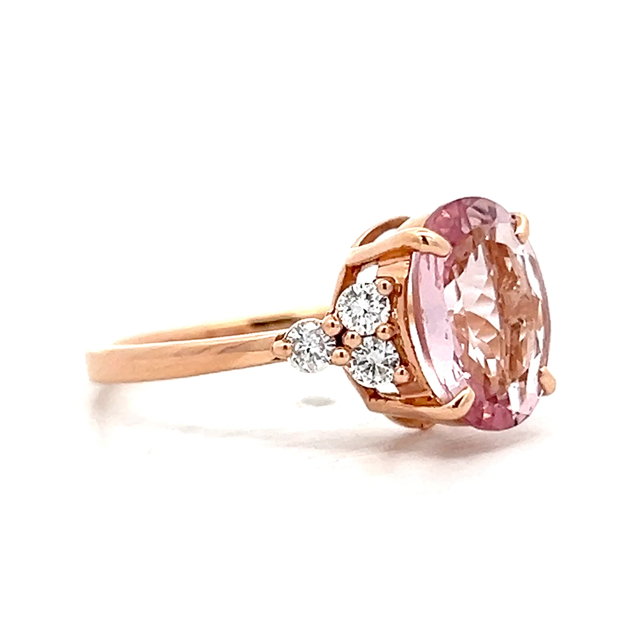 2.14 Oval Morganite & Diamond Cocktail Ring 18k Rose - Image 3