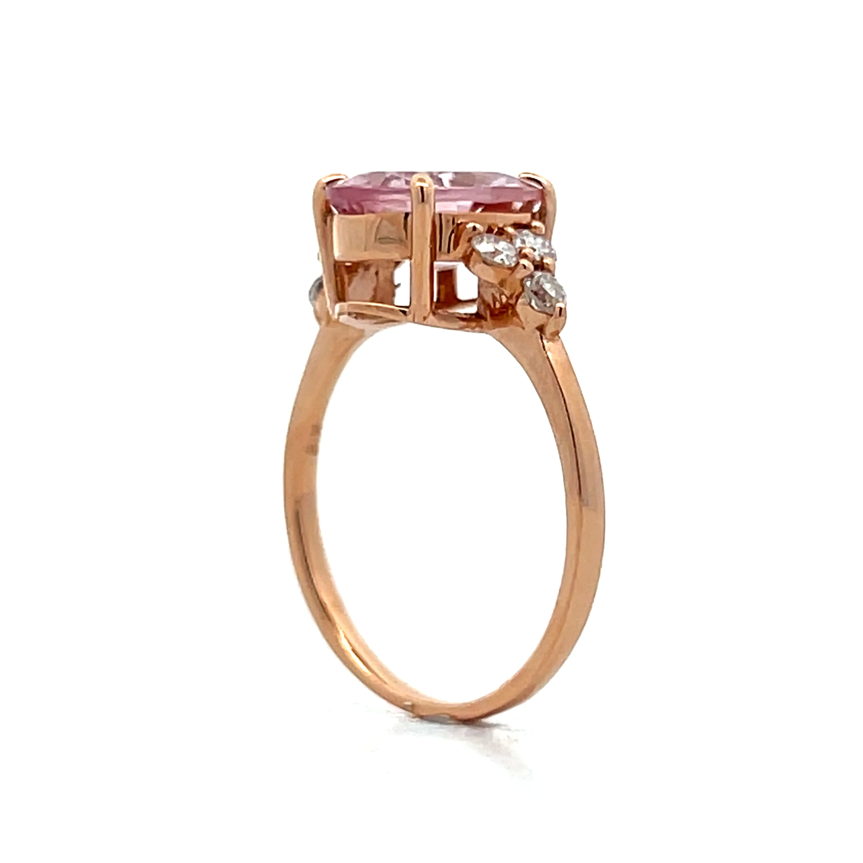 2.14 Oval Morganite & Diamond Cocktail Ring 18k Rose - Image 5