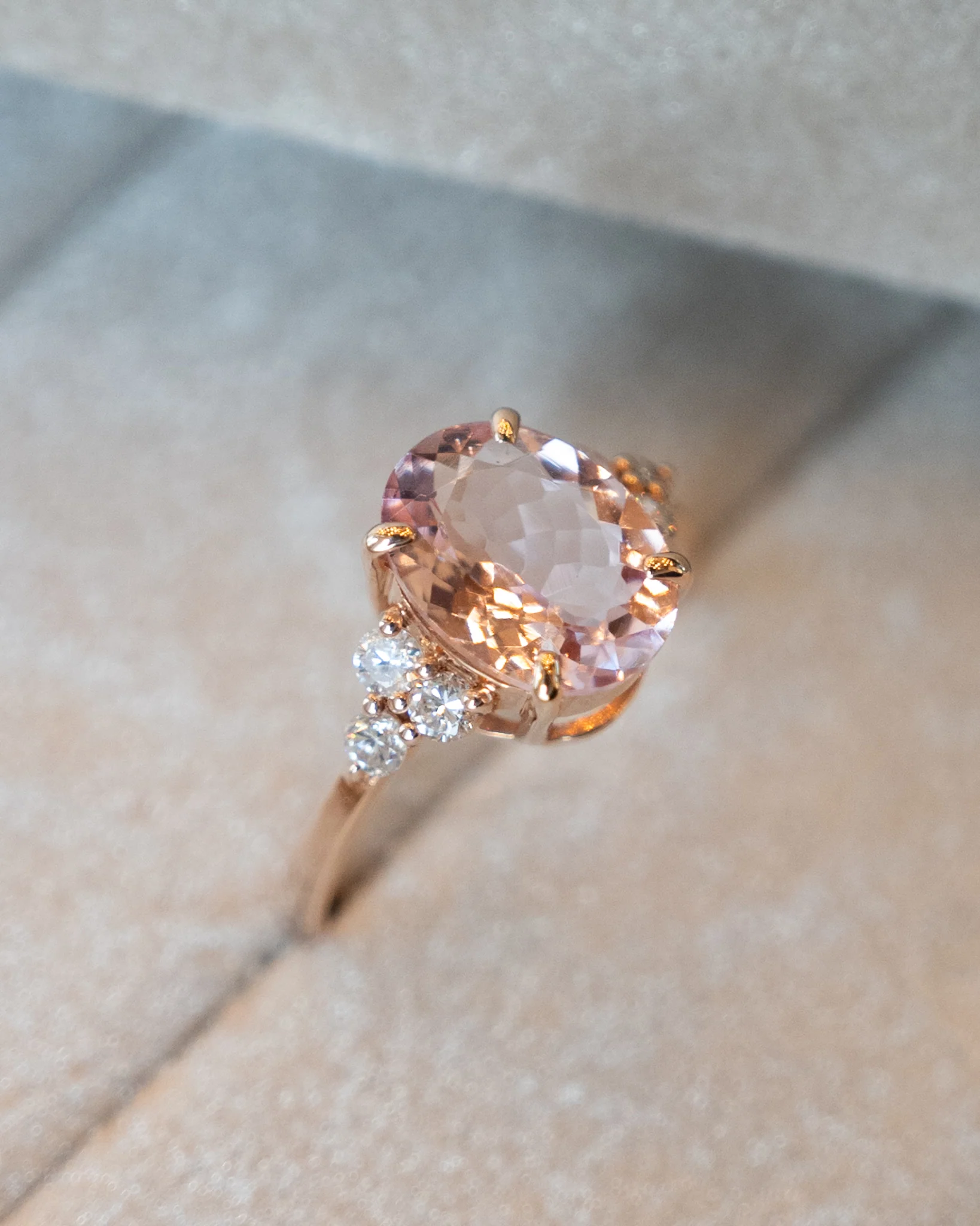 2.14 Oval Morganite & Diamond Cocktail Ring 18k Rose - Image 6
