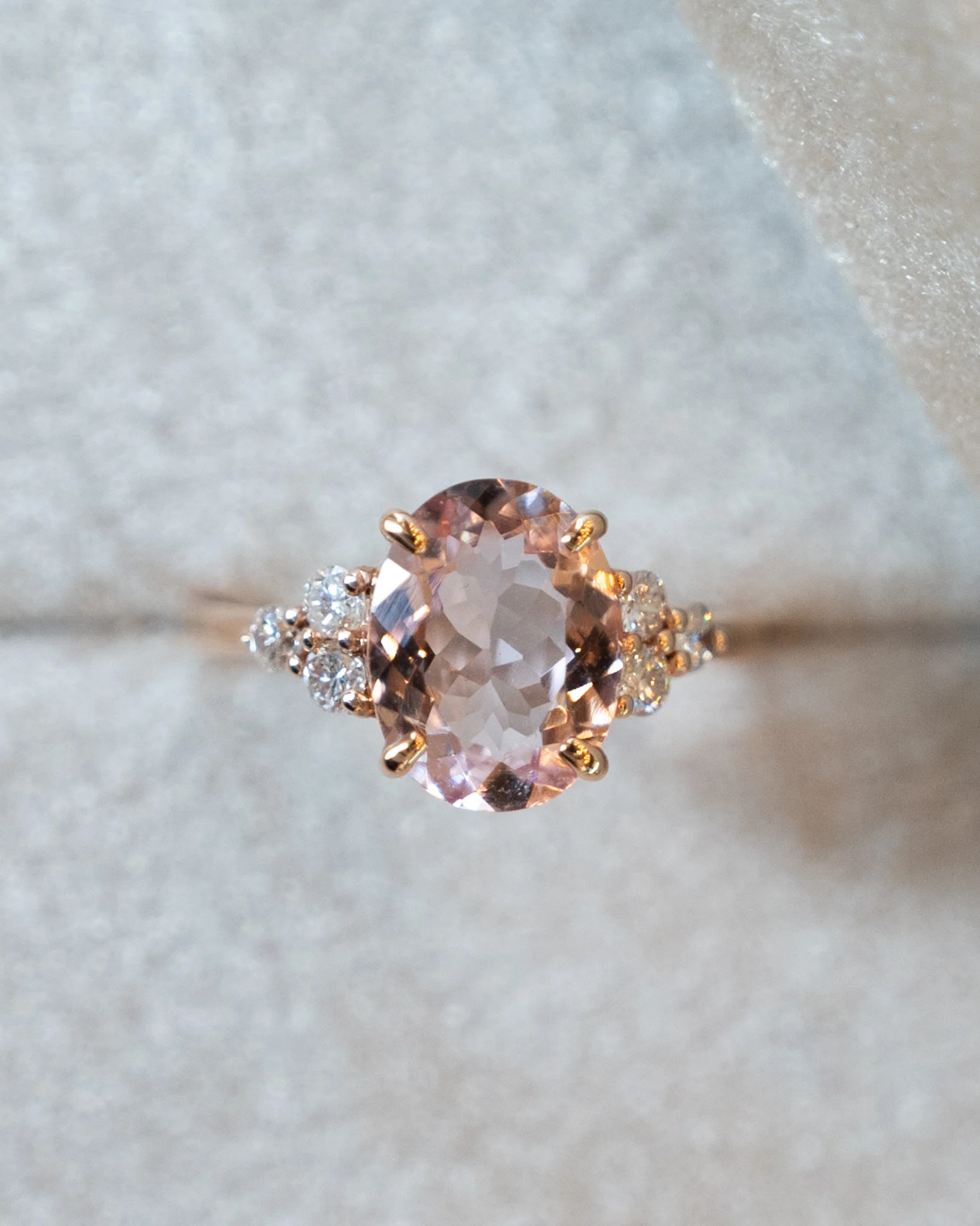 2.14 Oval Morganite & Diamond Cocktail Ring 18k Rose - Image 7