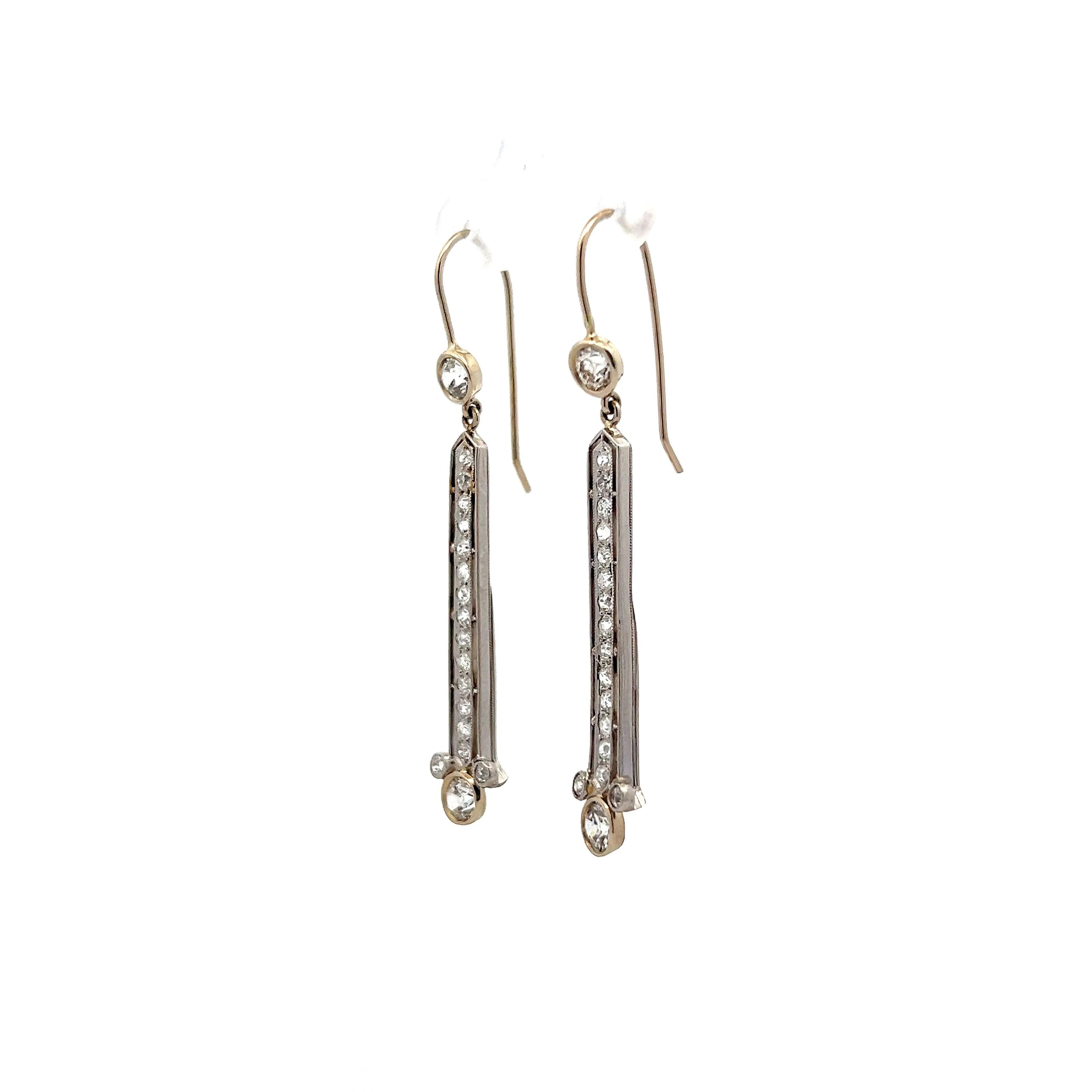 2.15 Antique Art Deco Earrings in 14k White Gold - Image 2