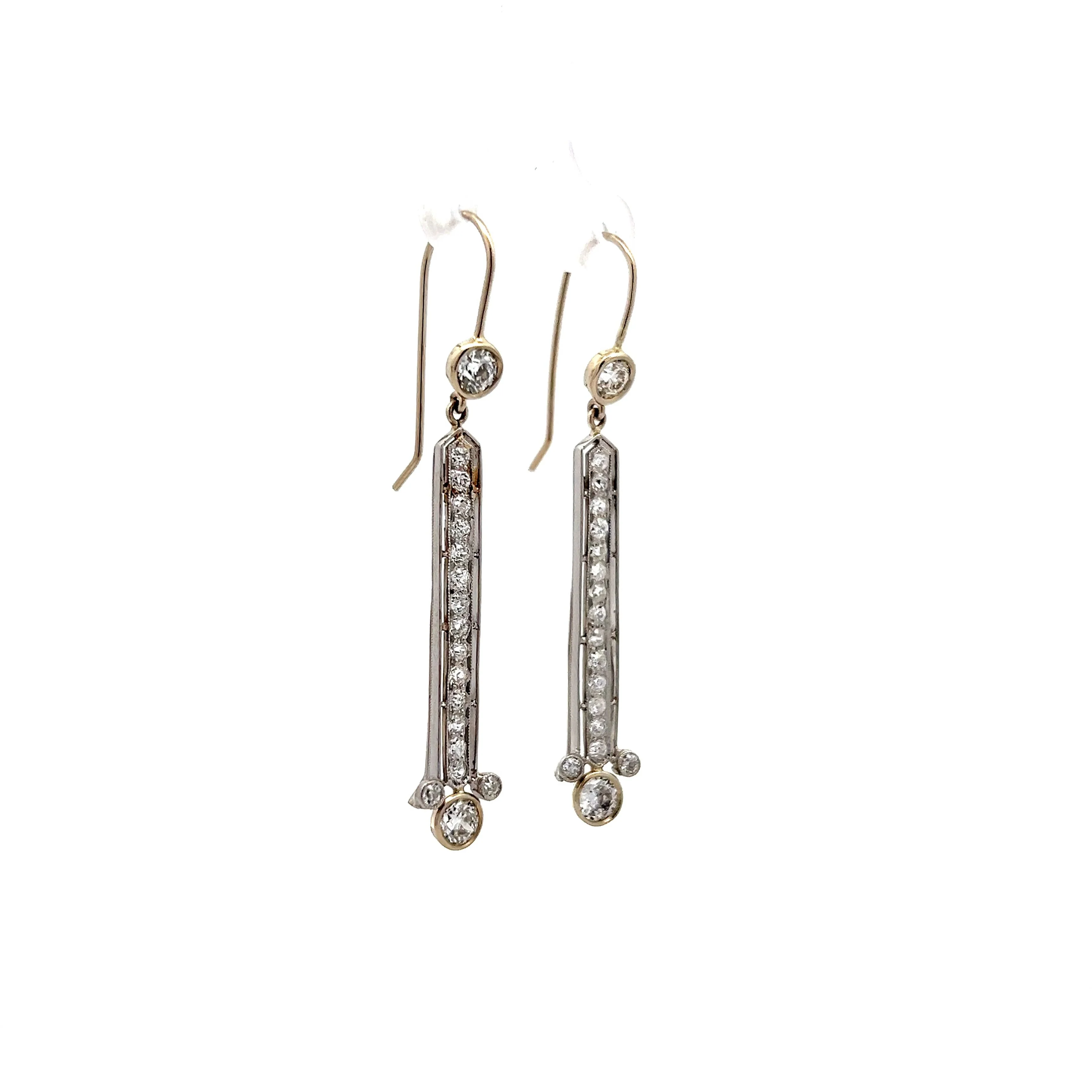 2.15 Antique Art Deco Earrings in 14k White Gold - Image 3