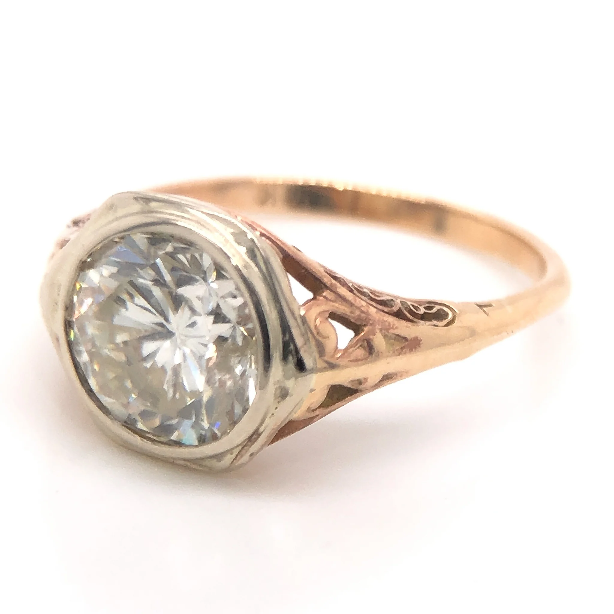 2.15 Vintage Diamond Engagement Ring in 10k Yellow Gold - Image 2