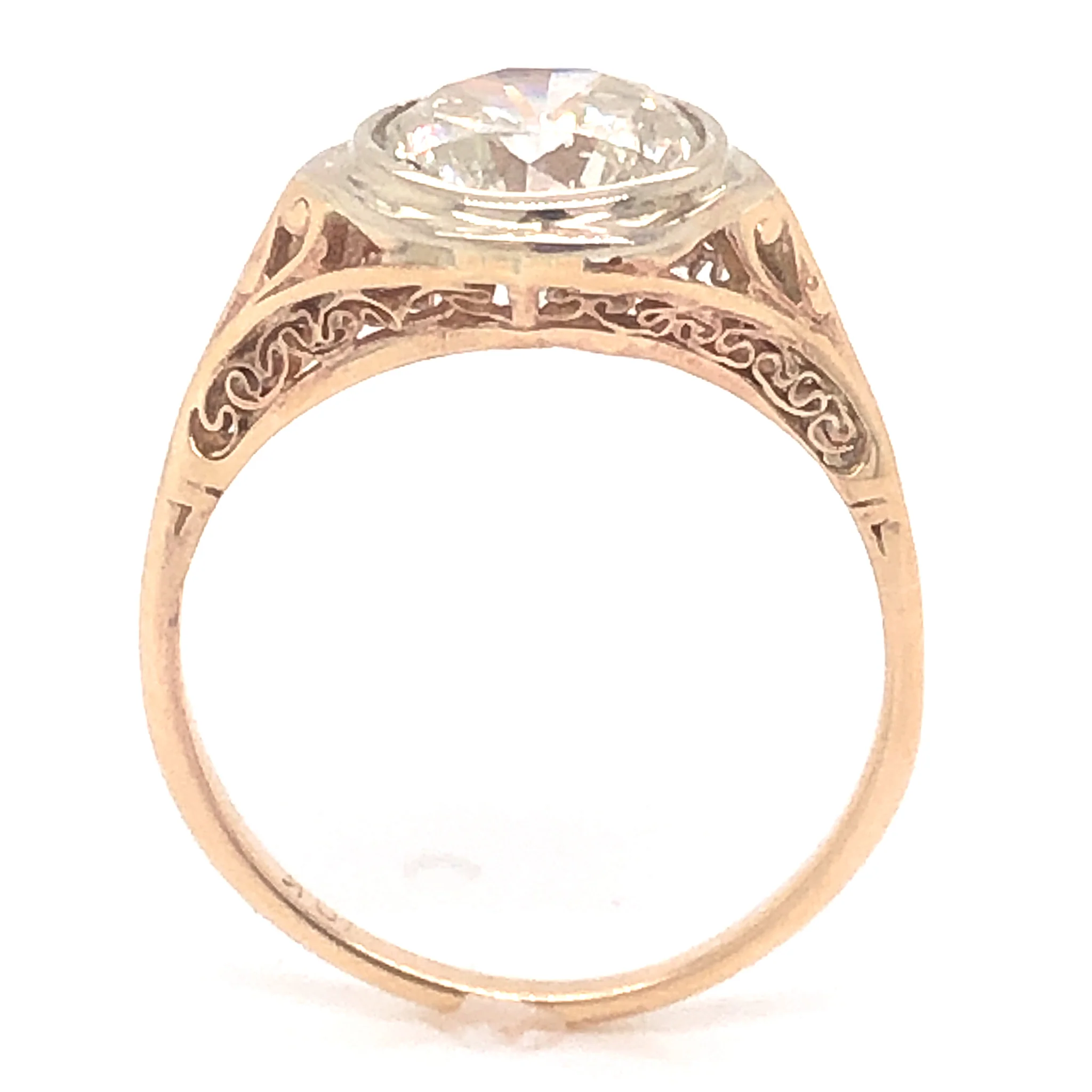 2.15 Vintage Diamond Engagement Ring in 10k Yellow Gold - Image 4