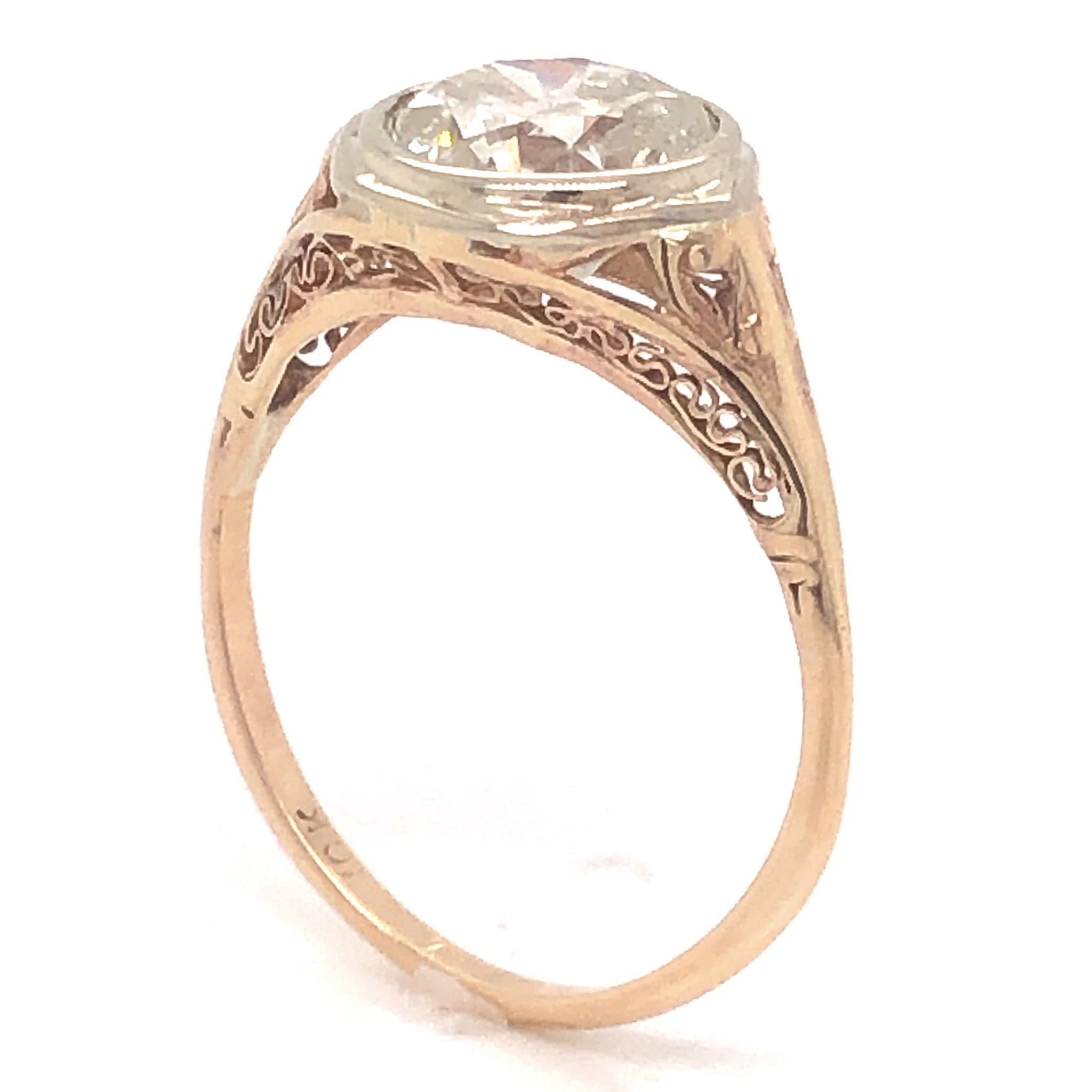 2.15 Vintage Diamond Engagement Ring in 10k Yellow Gold - Image 5