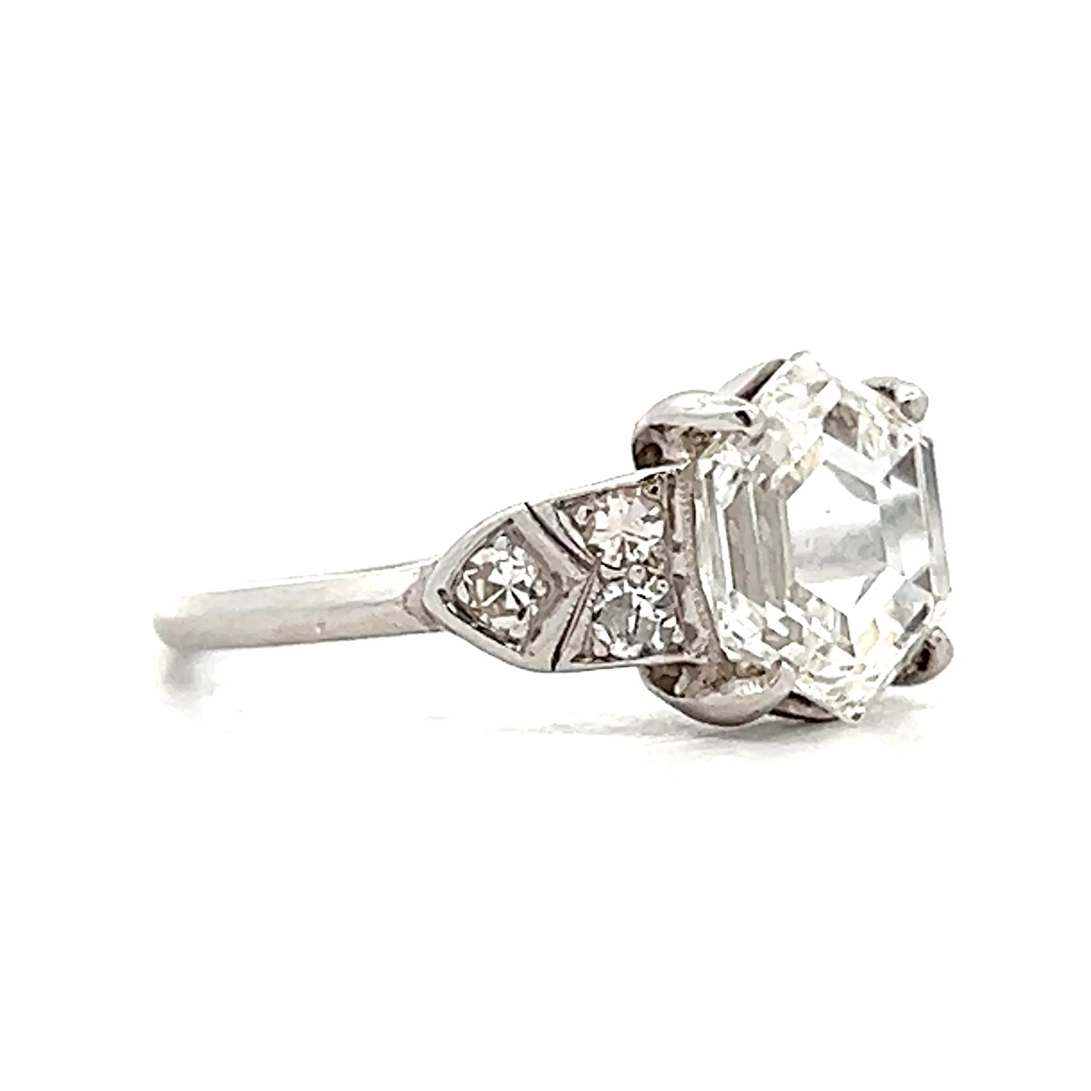 2.17 Vintage Deco Hexagon Diamond Engagement Ring Platinum - Image 3