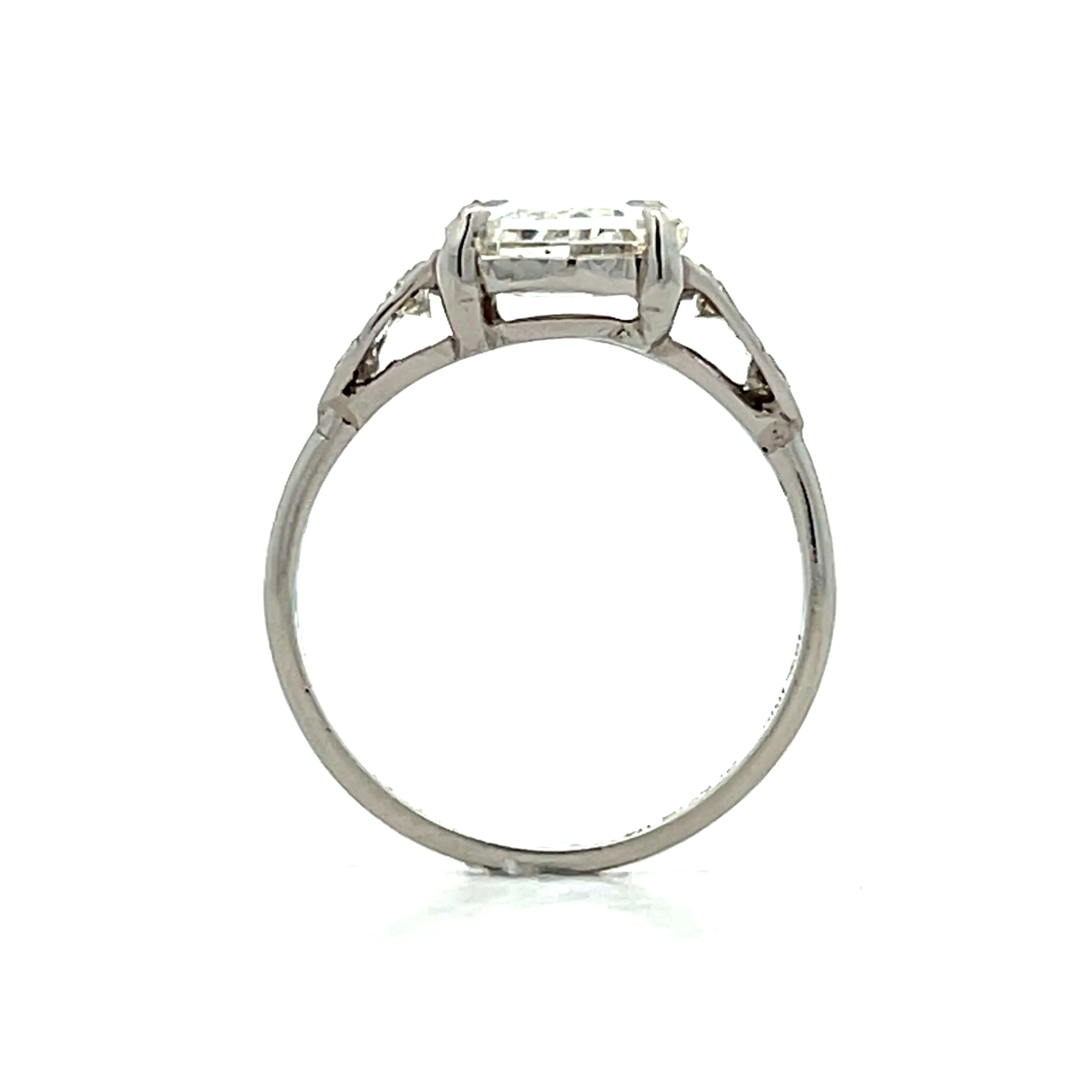 2.17 Vintage Deco Hexagon Diamond Engagement Ring Platinum - Image 4