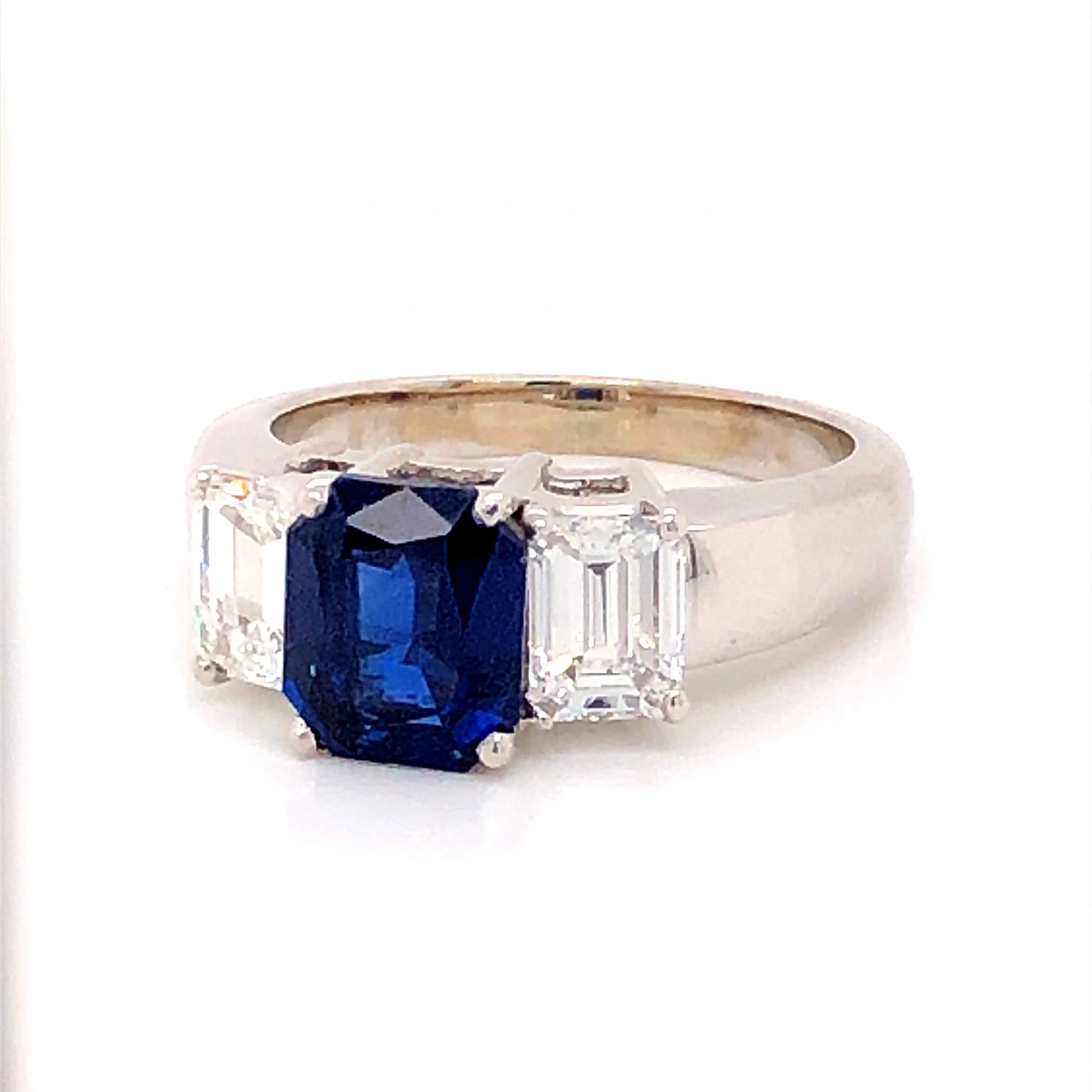 2.18 Cushion Cut Sapphire and Diamond Ring in 14k White Gold - Image 2