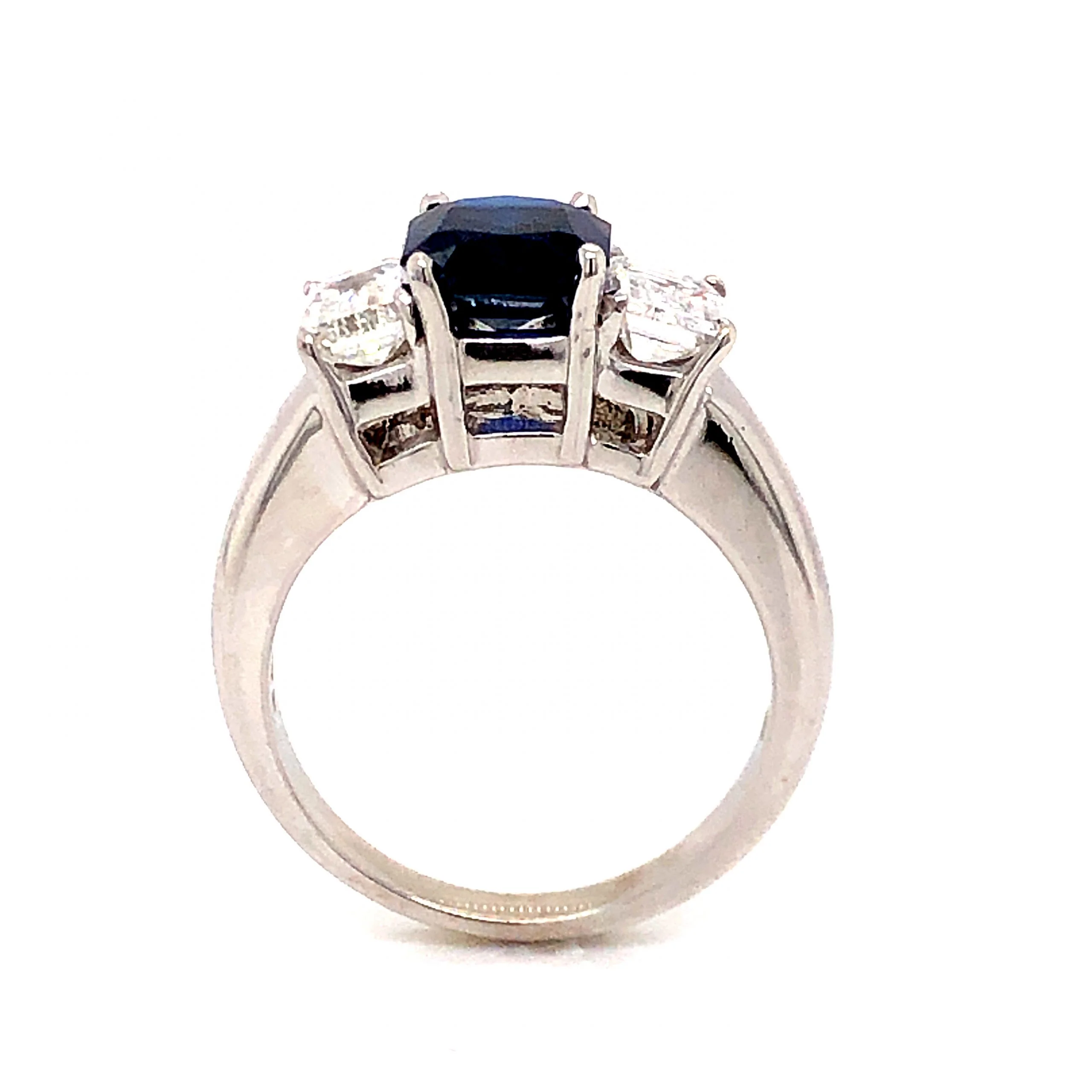 2.18 Cushion Cut Sapphire and Diamond Ring in 14k White Gold - Image 4