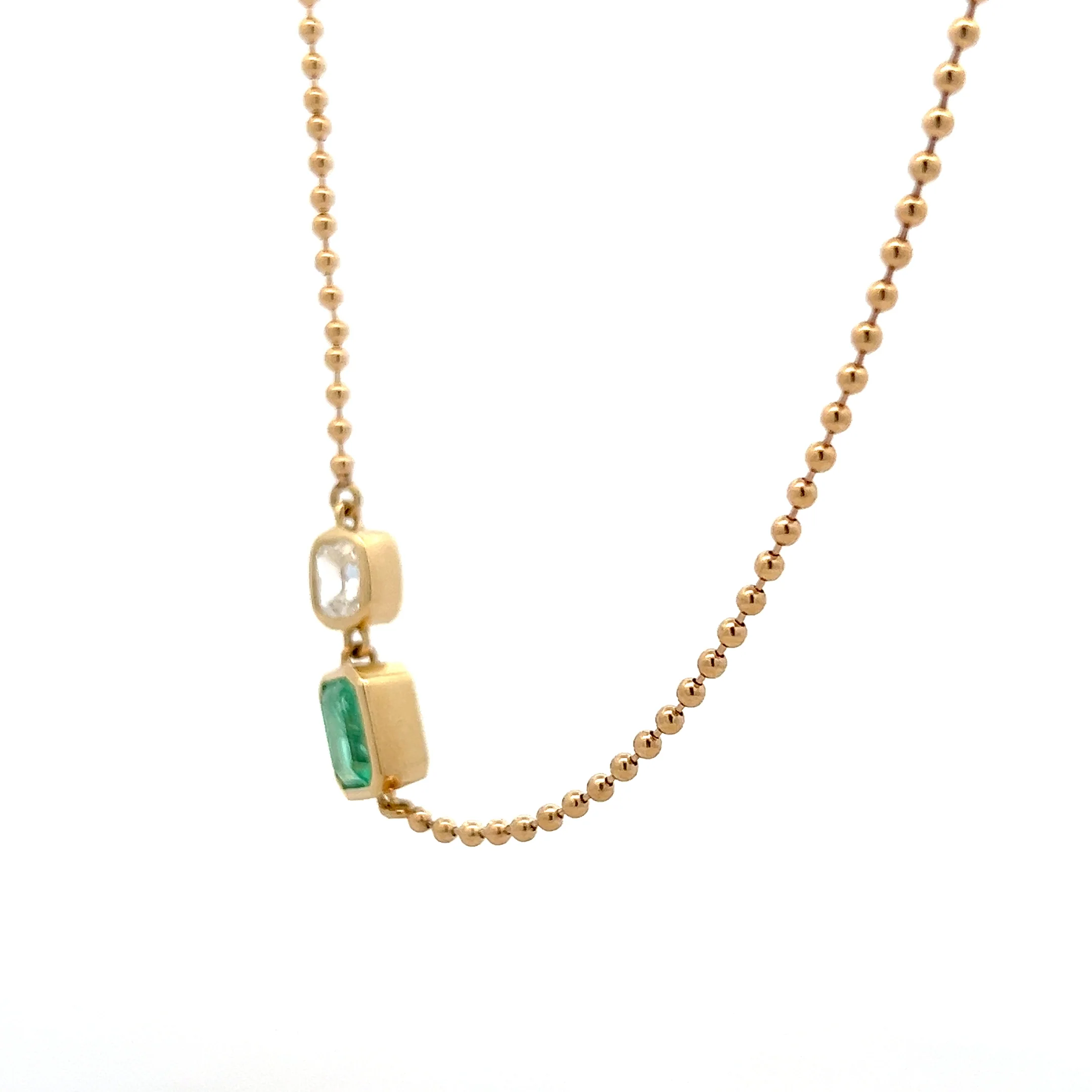 2.18 Emerald & Diamond Pendant Necklace in 14k - Image 2
