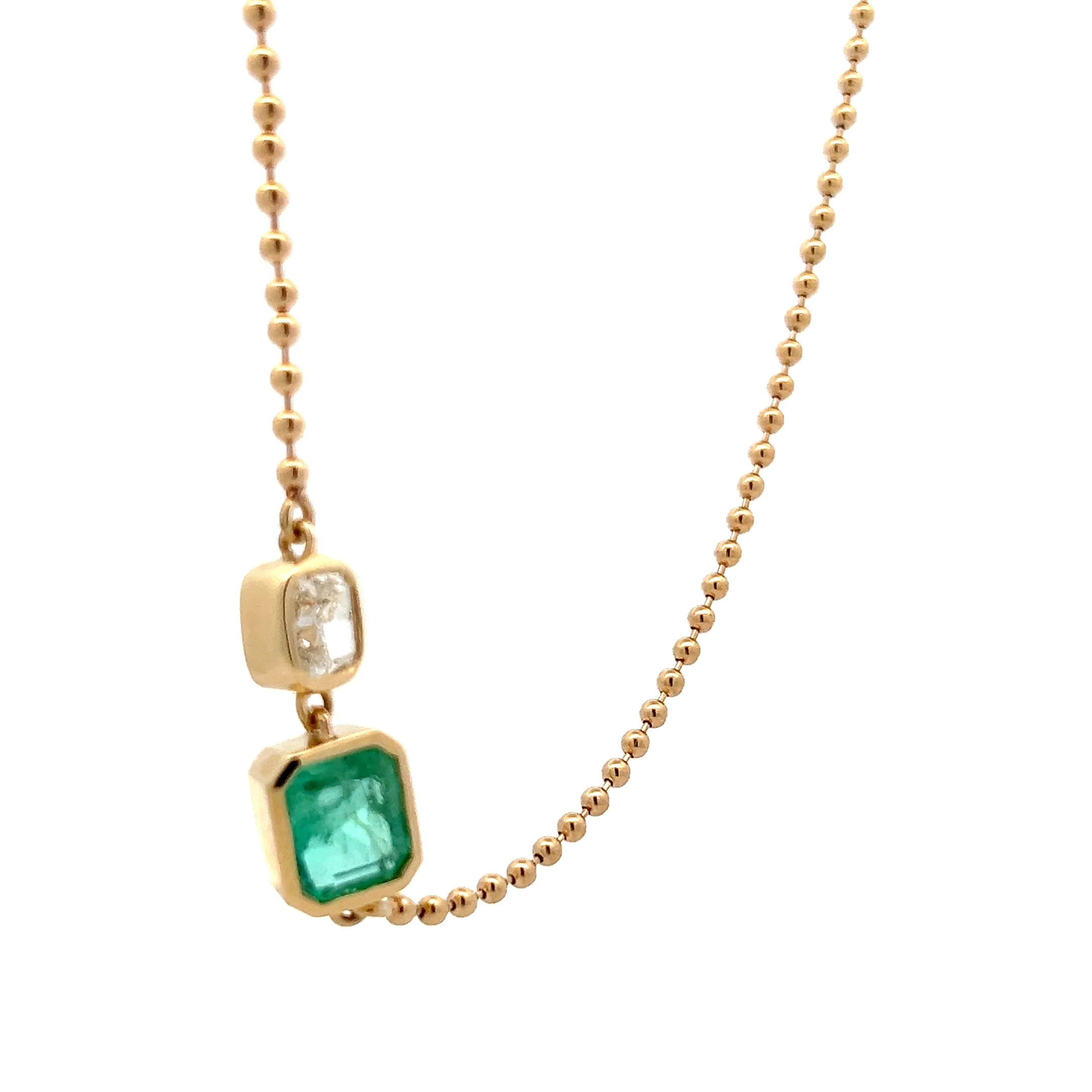 2.18 Emerald & Diamond Pendant Necklace in 14k - Image 3