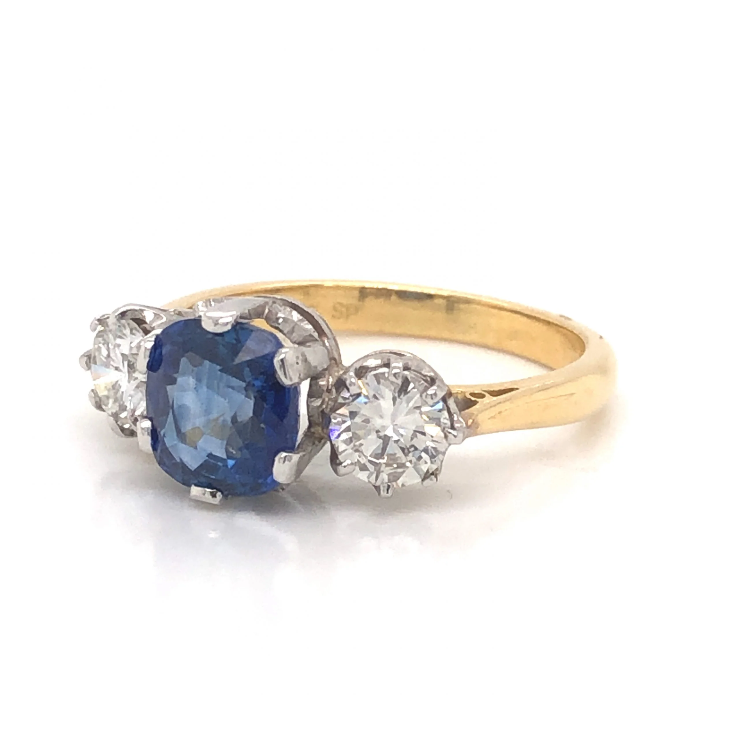 2.18 Sapphire & Diamond Engagement Ring in 18k & Platinum - Image 2
