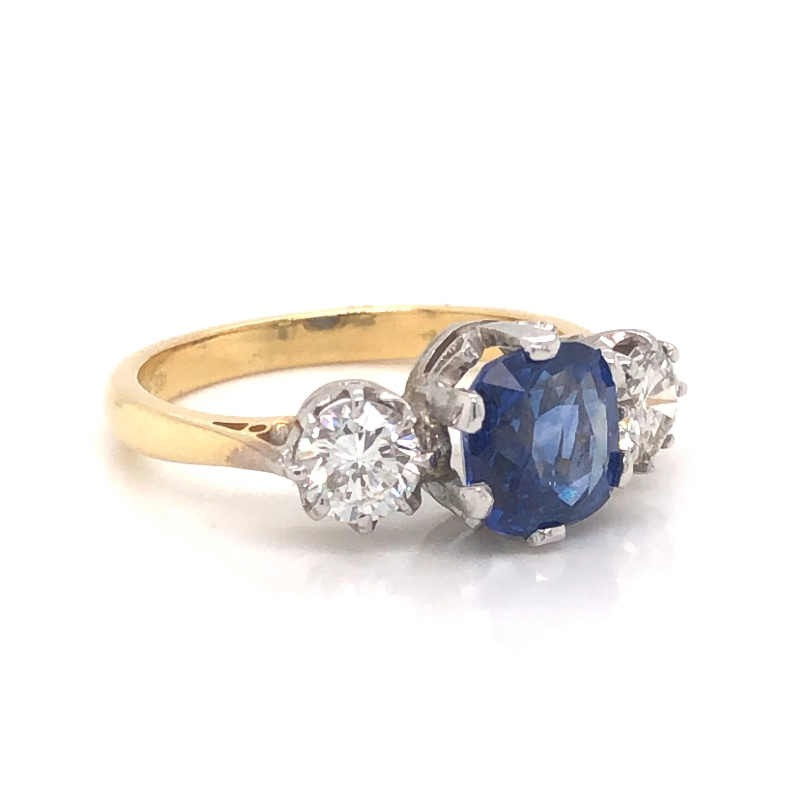 2.18 Sapphire & Diamond Engagement Ring in 18k & Platinum - Image 3