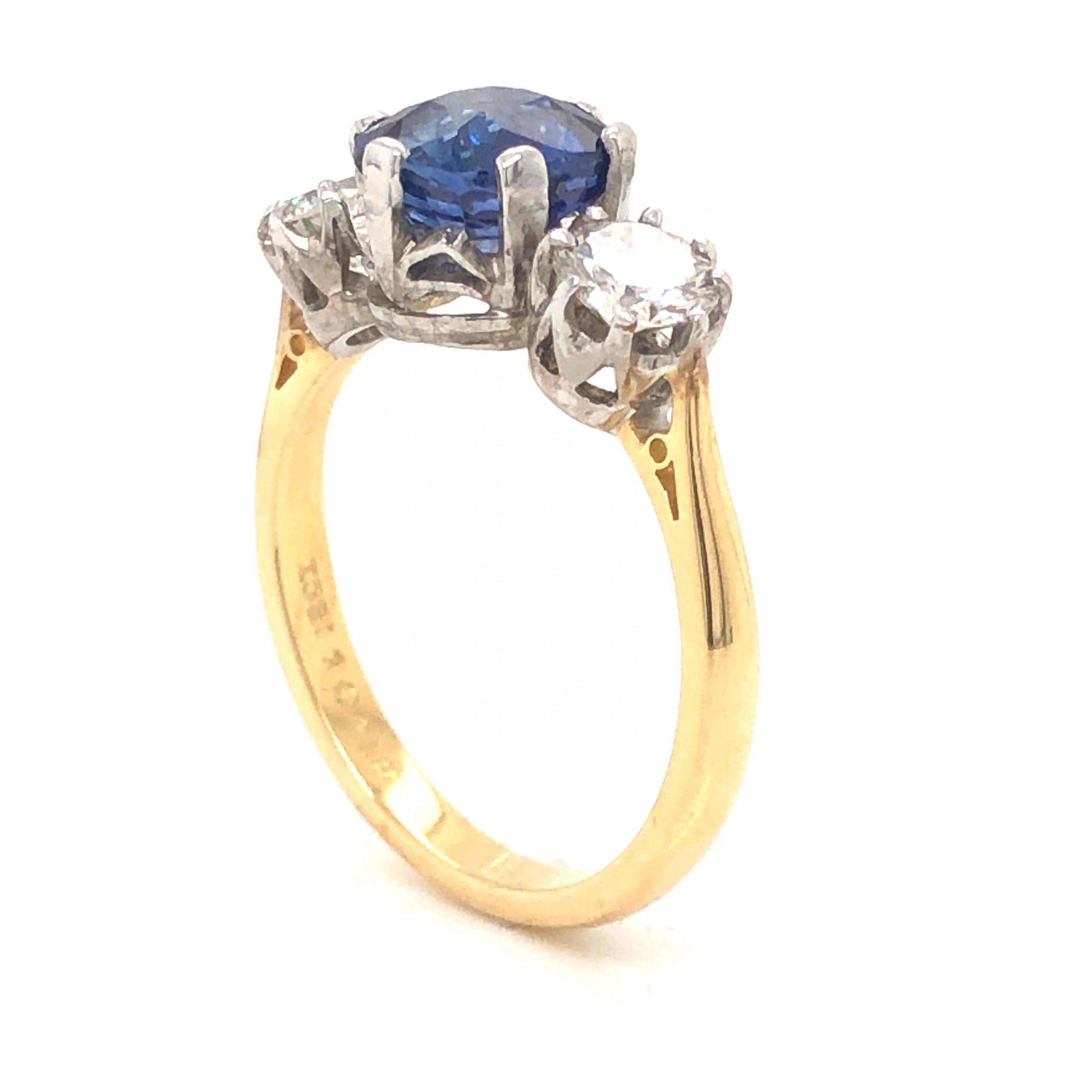 2.18 Sapphire & Diamond Engagement Ring in 18k & Platinum - Image 5